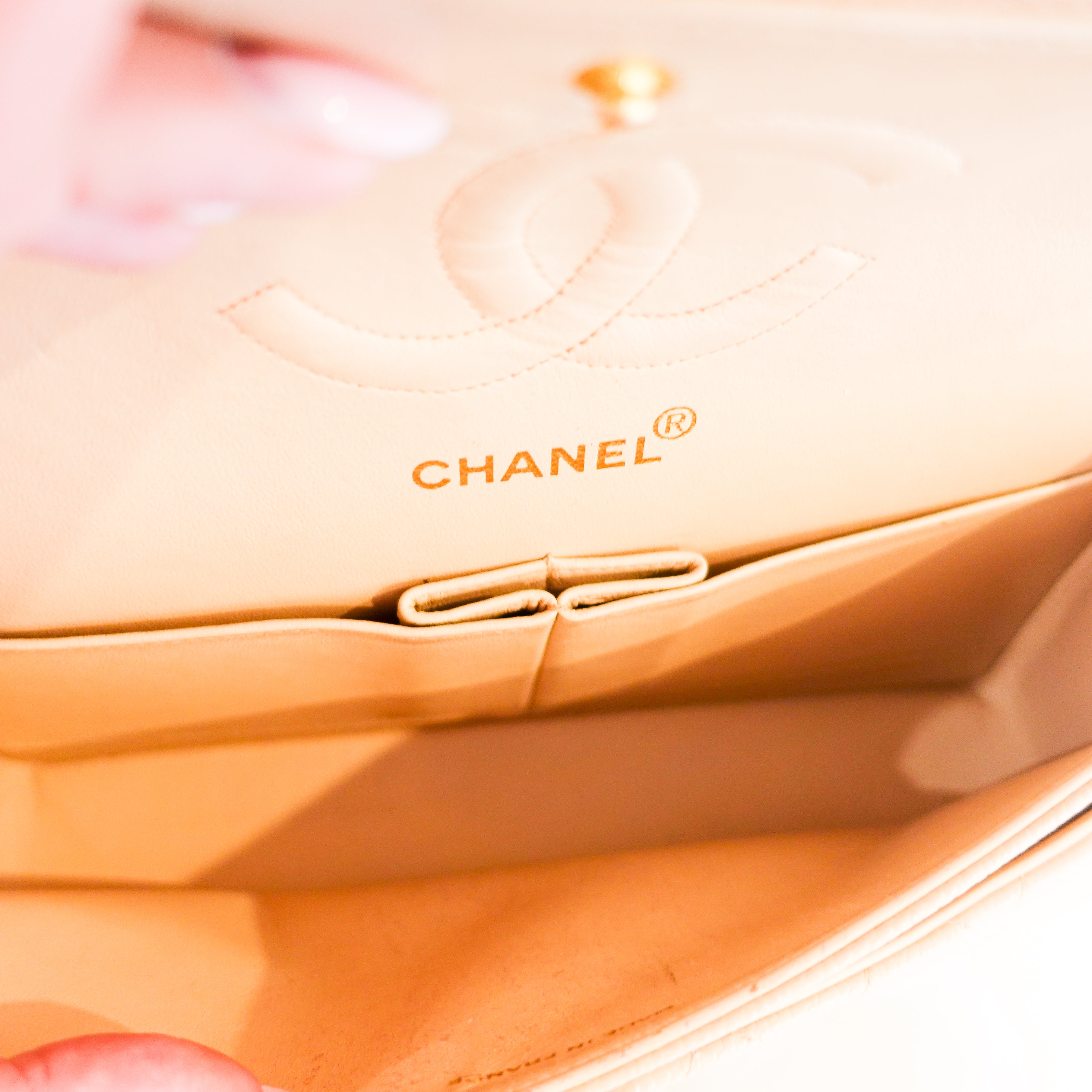 Vintage Chanel Caviar Medium Double Flap Beige Handbag RRP £8.5K | Authentic Preloved