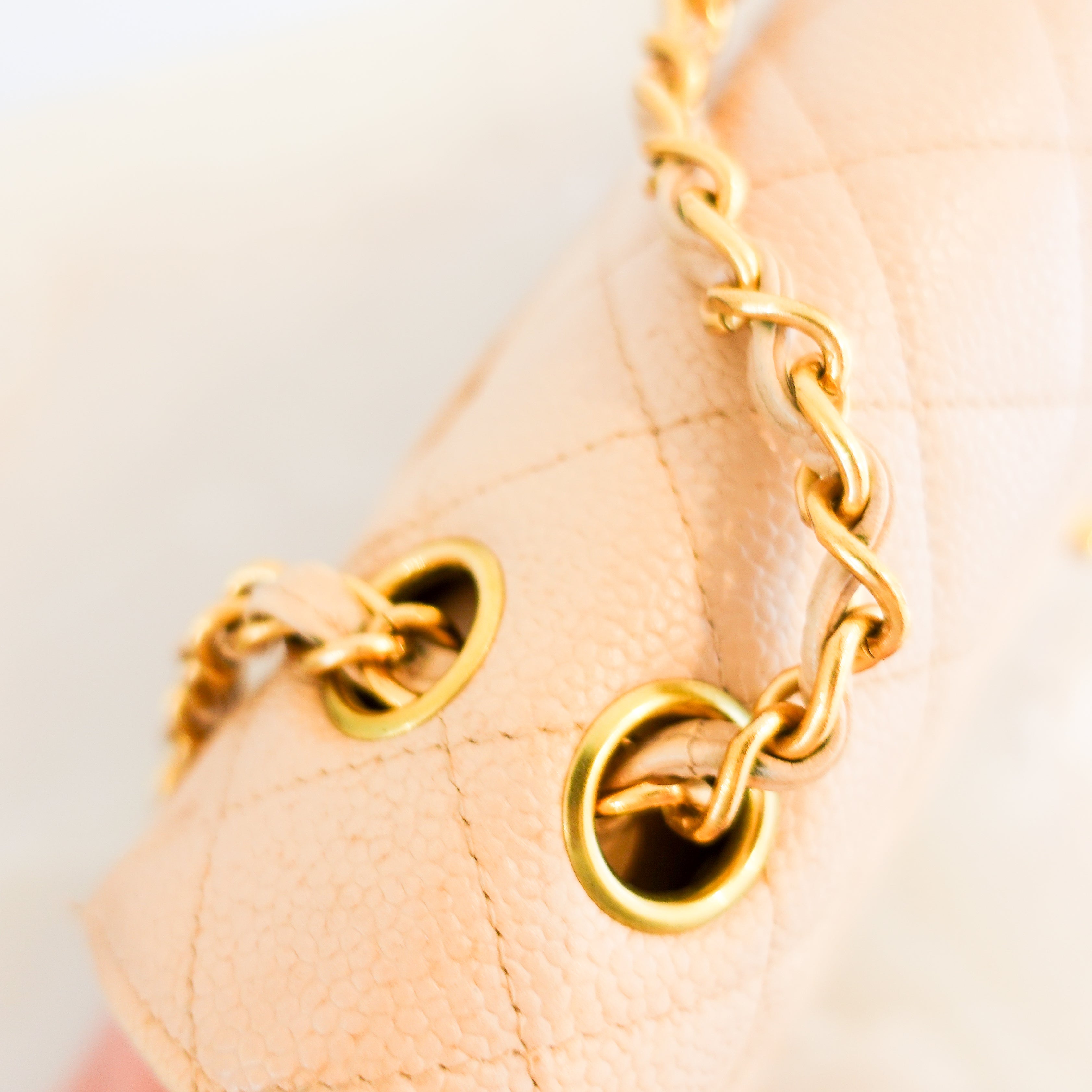 Vintage Chanel Caviar Medium Double Flap Beige Handbag RRP £8.5K | Authentic Preloved
