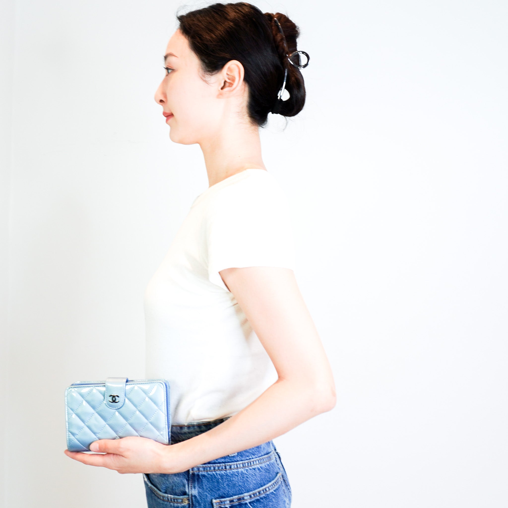 Chanel Patent Wallet in Light Blue RRP £1000 | Authentic Preloved - Reloved Again