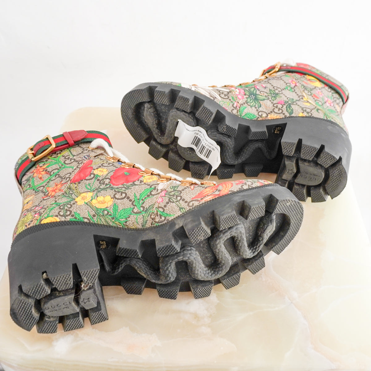 Gucci Flora Combat Ankle Boots (RRP £950) | Authentic Preloved