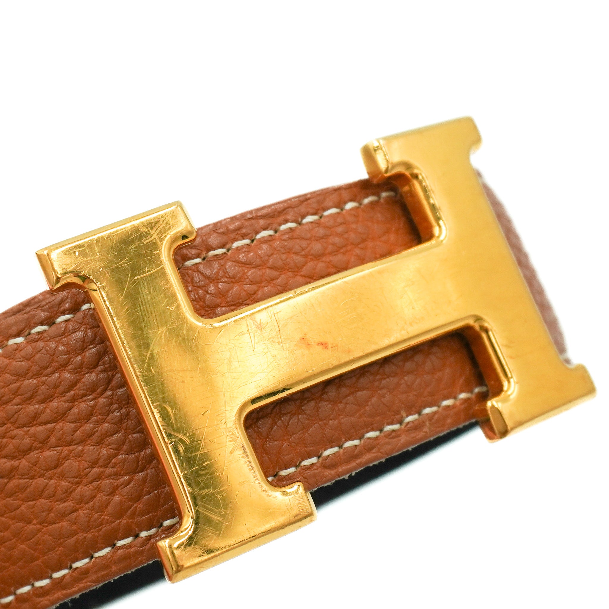 Hermès Reversible H in Gold & Black Togo Leather RRP £780 | Authentic Preloved FINAL SALE