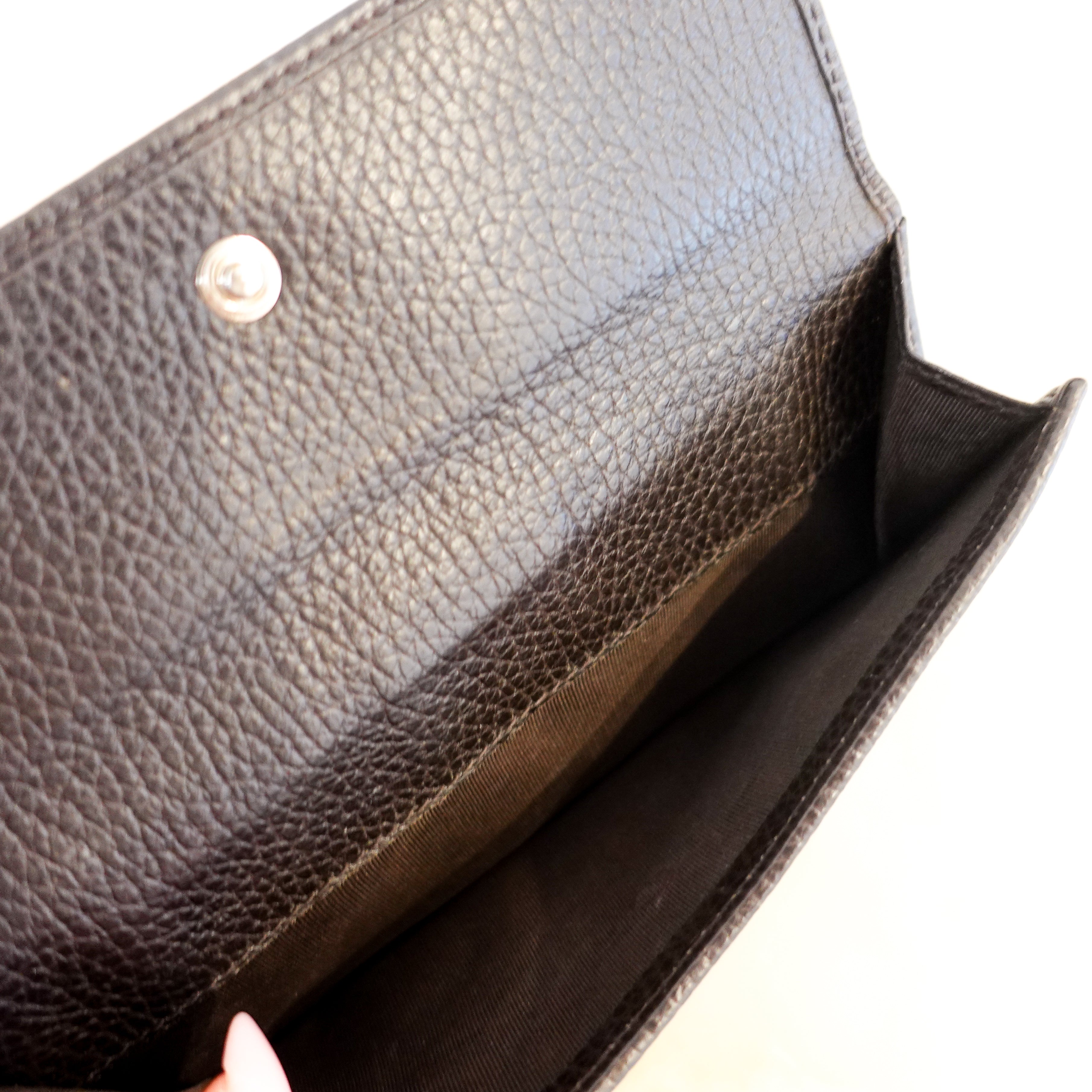 Gucci Dark Brown GG Monogram Flap Wallet RRP £700 | Authentic Preloved