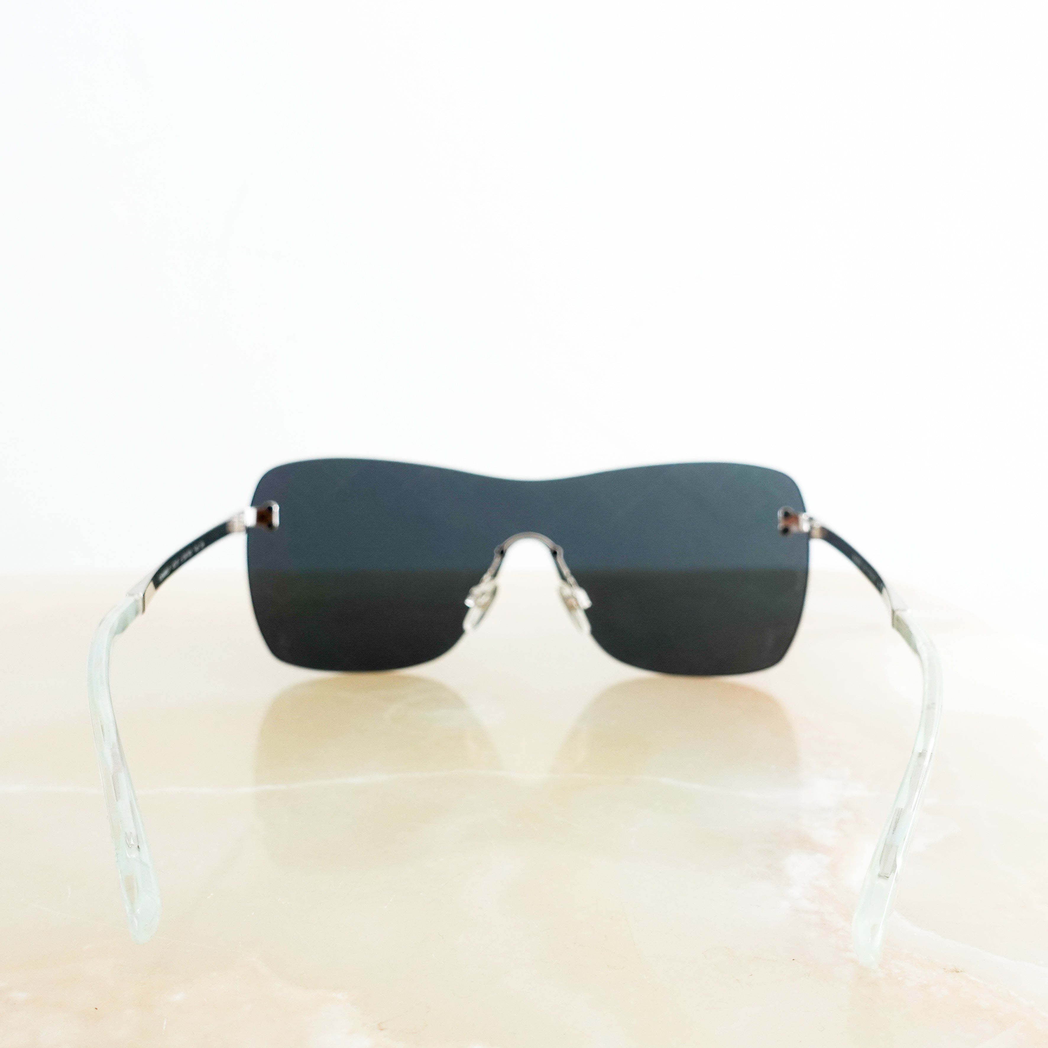 Chanel Blue Shield Diamond Pattern Runway Sunglasses RRP £700 | Authentic Preloved