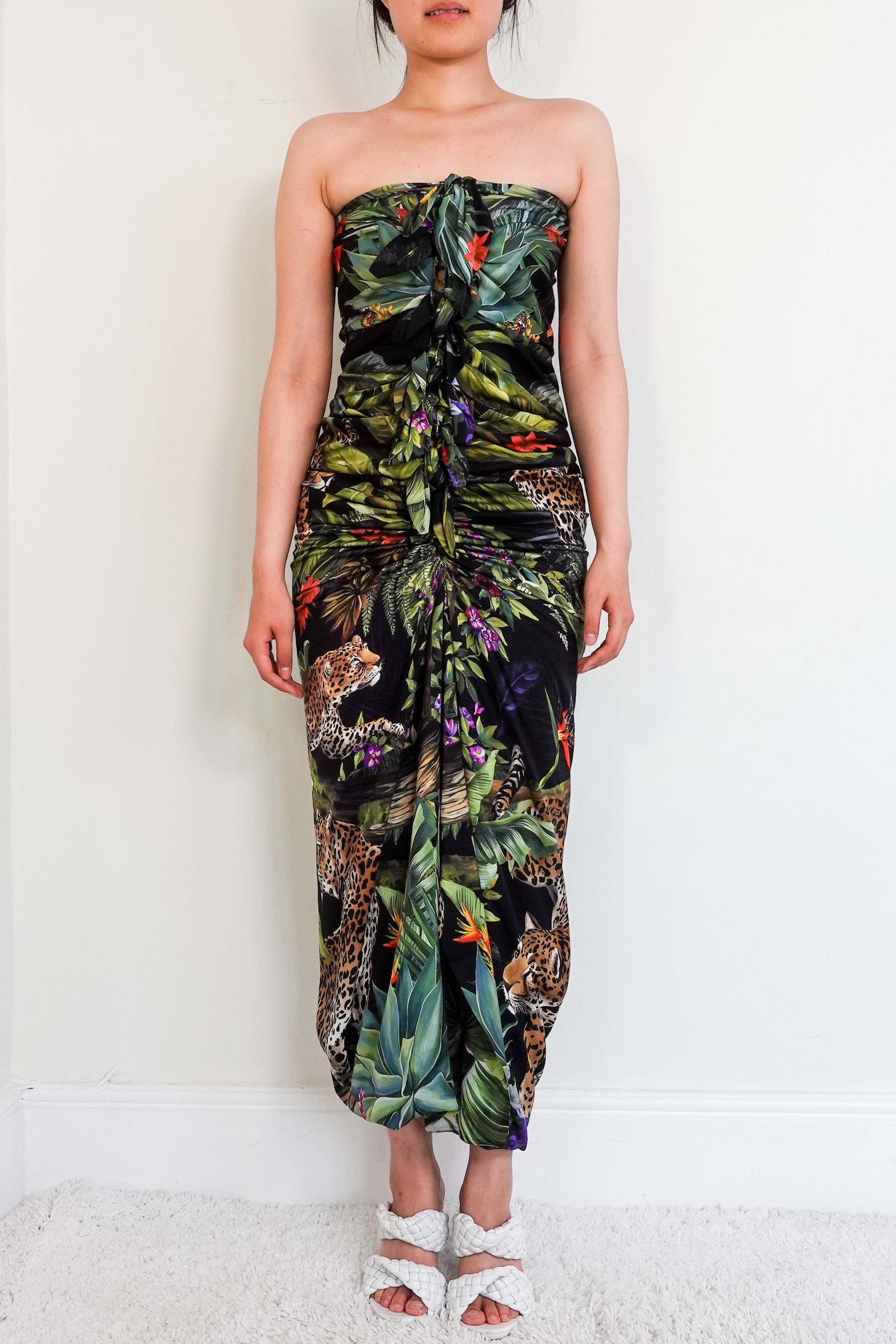 Tropical bandeau midi dress RRP £2k