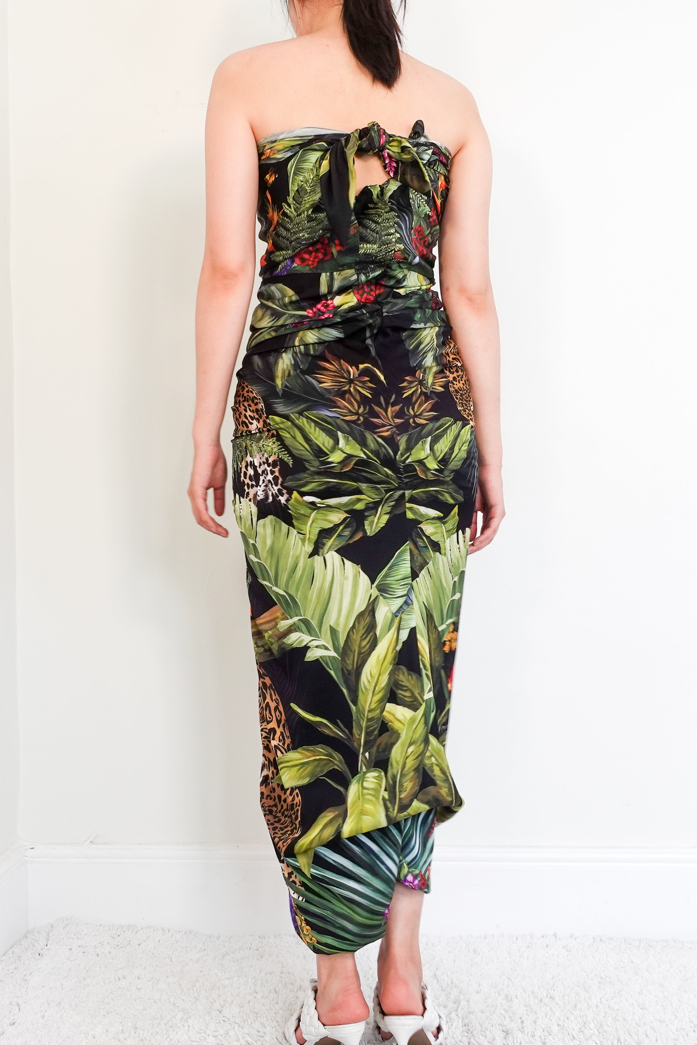Tropical bandeau midi dress RRP £2k