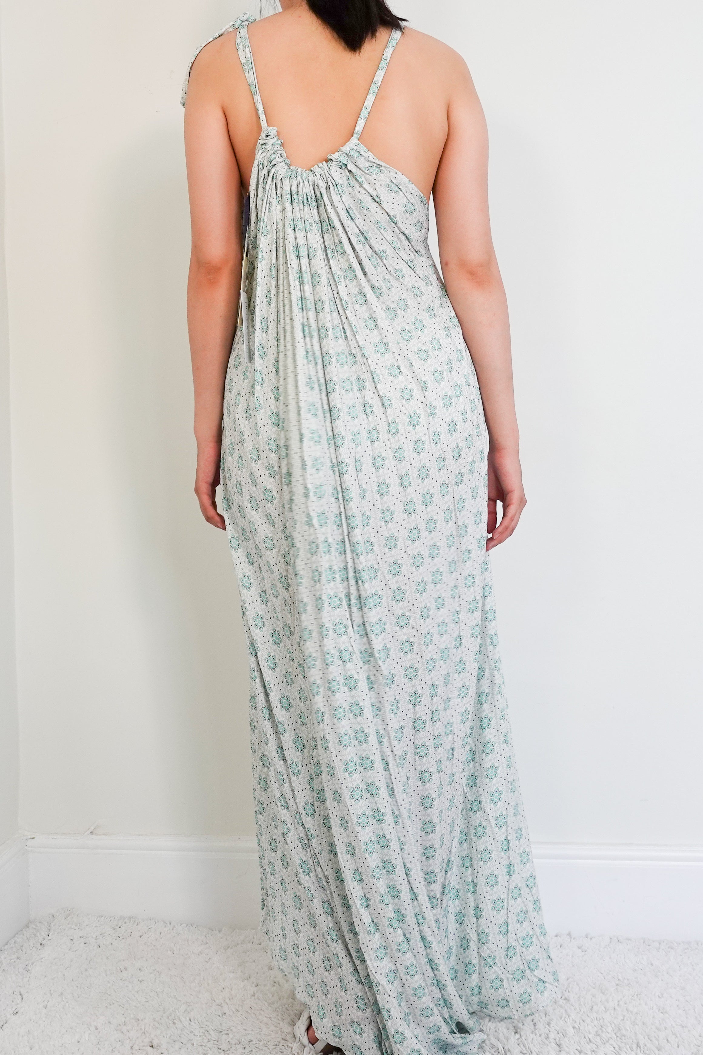 Blue and white Halter Maxi Dress RRP £350