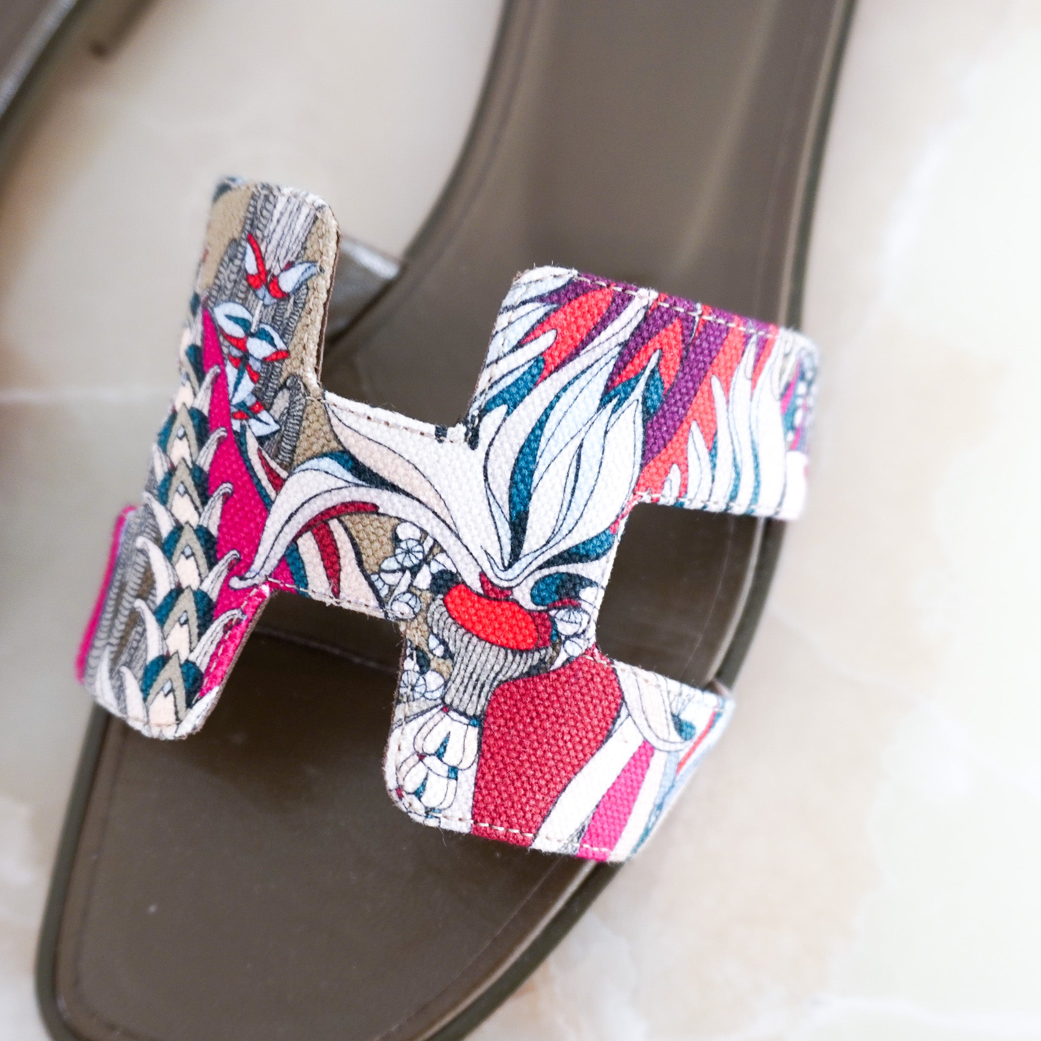 Hermes Fantaisie Botanique Oran Sandals RRP £610 | Authentic Preloved - Reloved Again