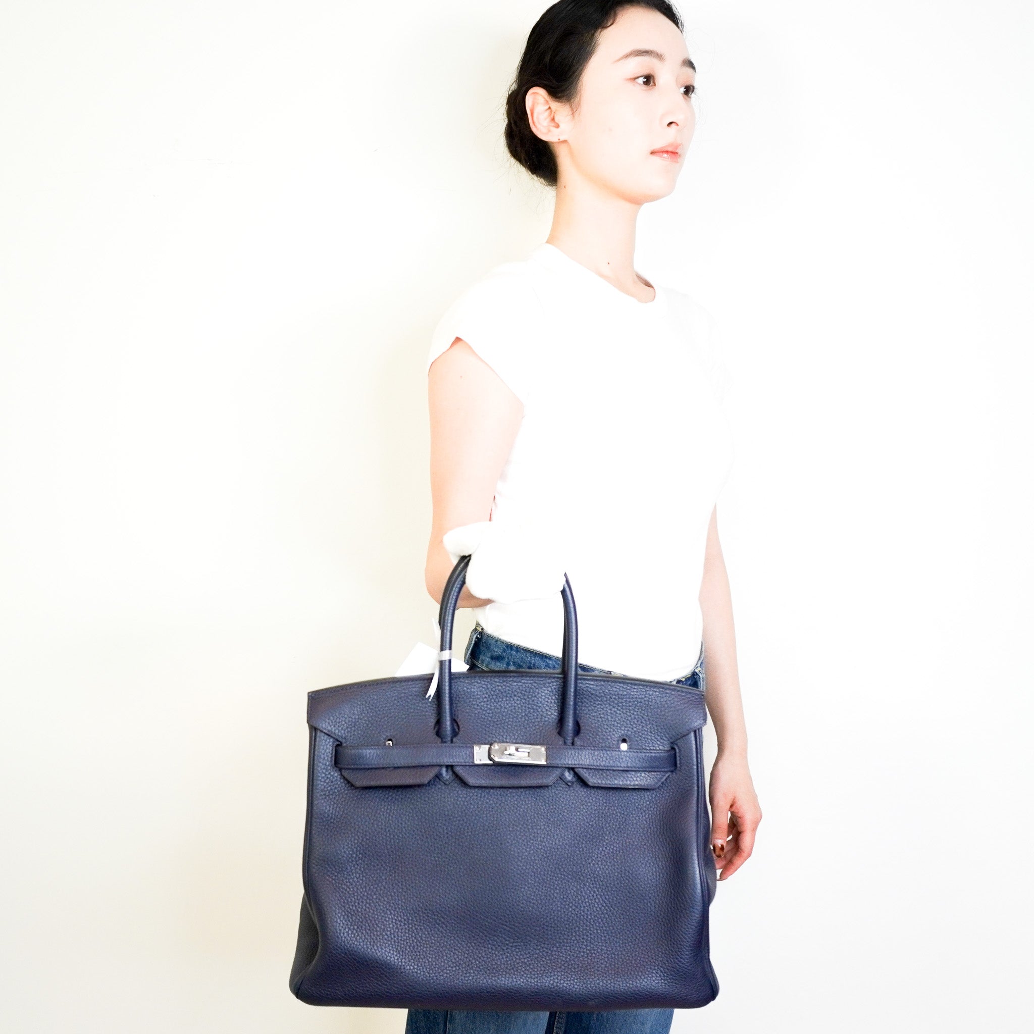Hermès Bleu Birkin 35 Verso Togo Leather Rose Pourpre Interior Palladium Hardware | Authentic Preloved - Reloved Again