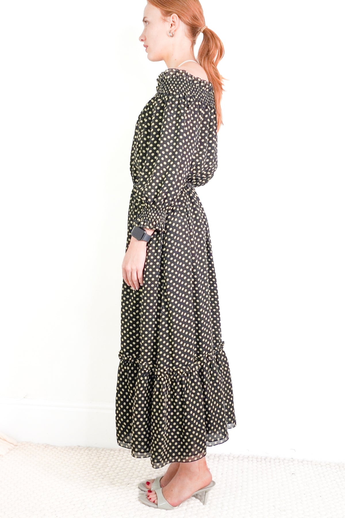 Celine Polka Dot Off Shoulder Dress (RRP £1200) | Authentic Preloved