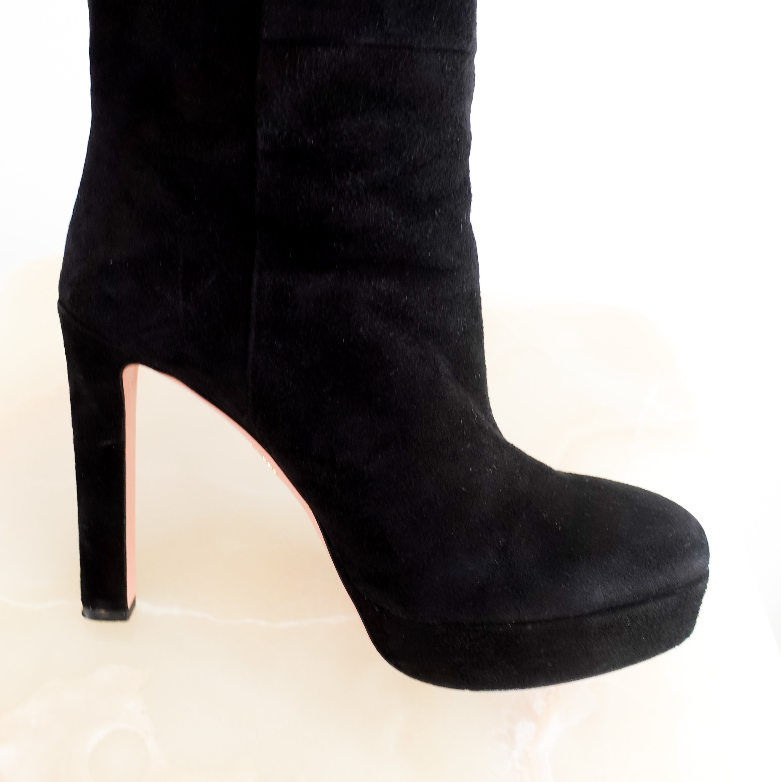 Aquazzura Black Knee High Suede Boots RRP £800 | Authentic Preloved