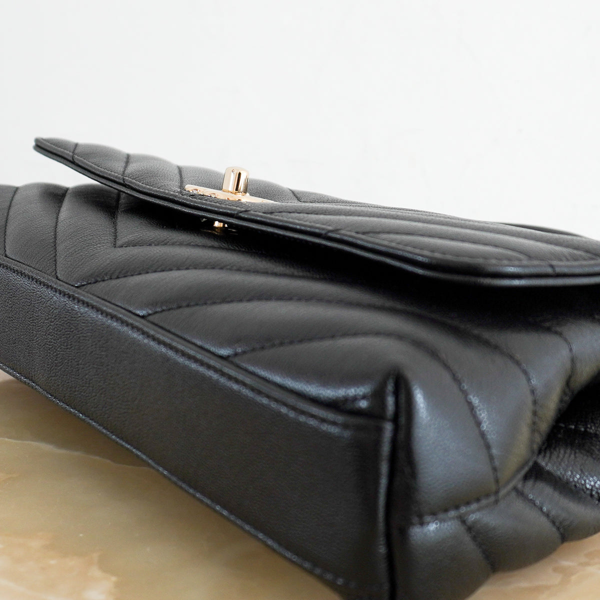 Chanel Coco Top Handle Black Chevron Quilted Leather Bag | Authentic Preloved