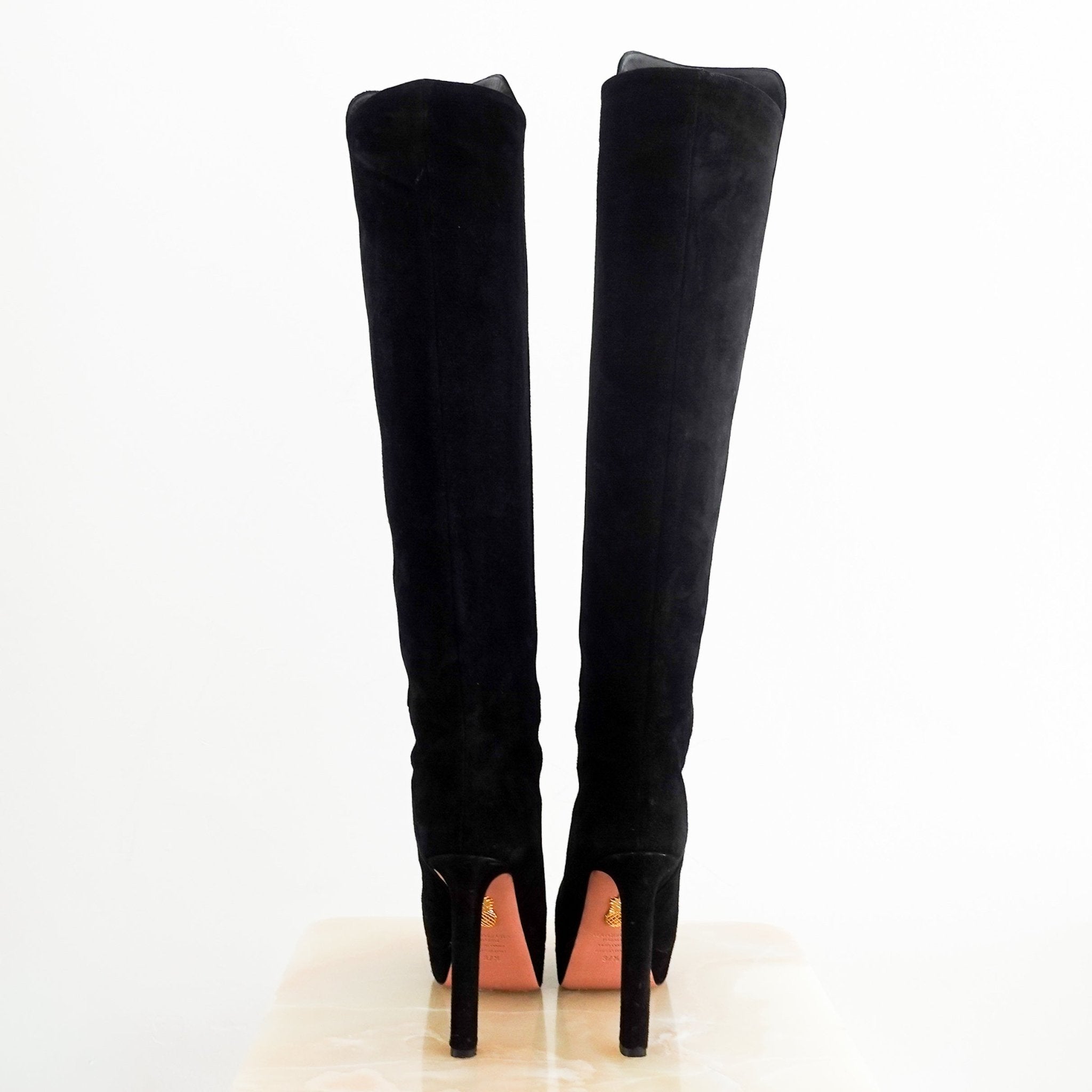 Aquazzura Black Knee High Suede Boots RRP £800 | Authentic Preloved - Reloved Again