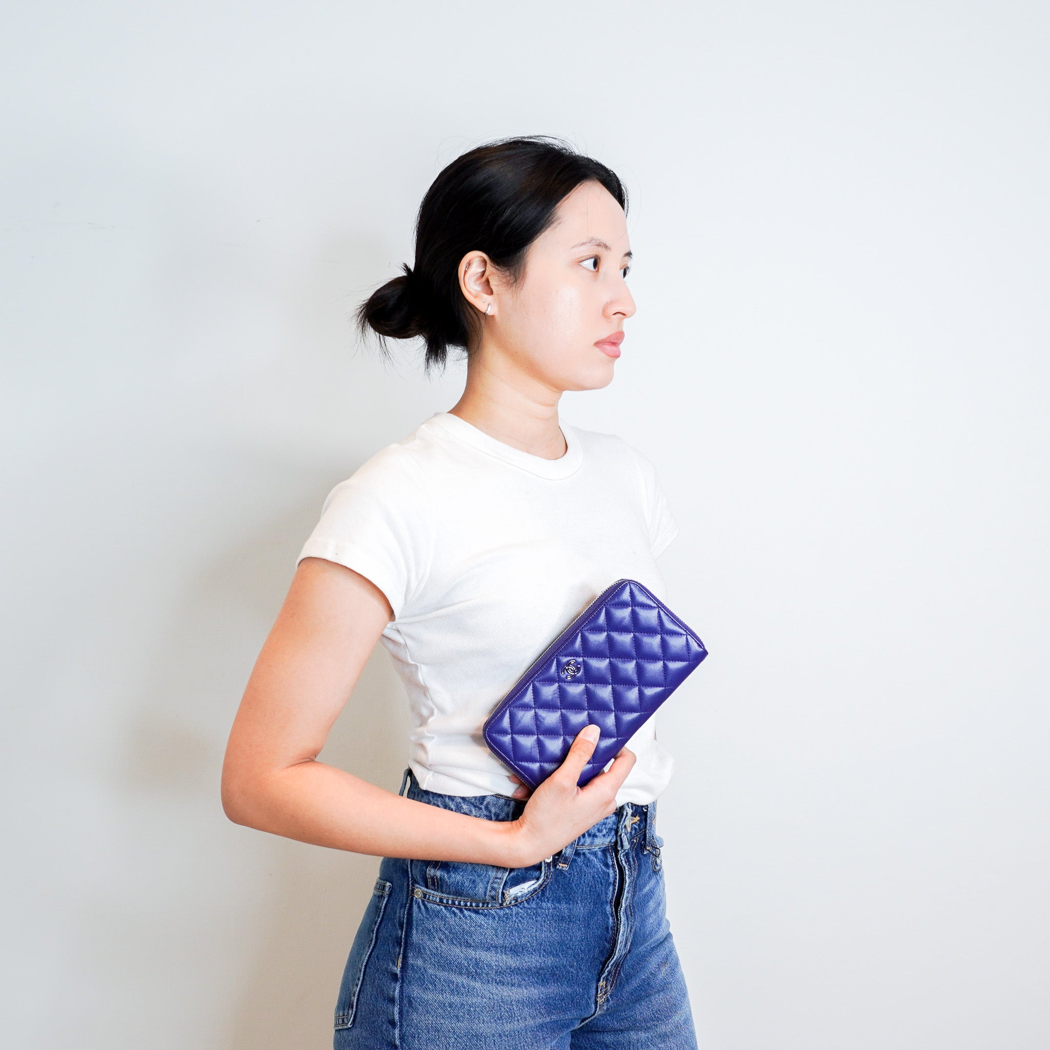 Chanel Long Line Wallet in Blue RRP £1200 | Authentic Preloved - Reloved Again