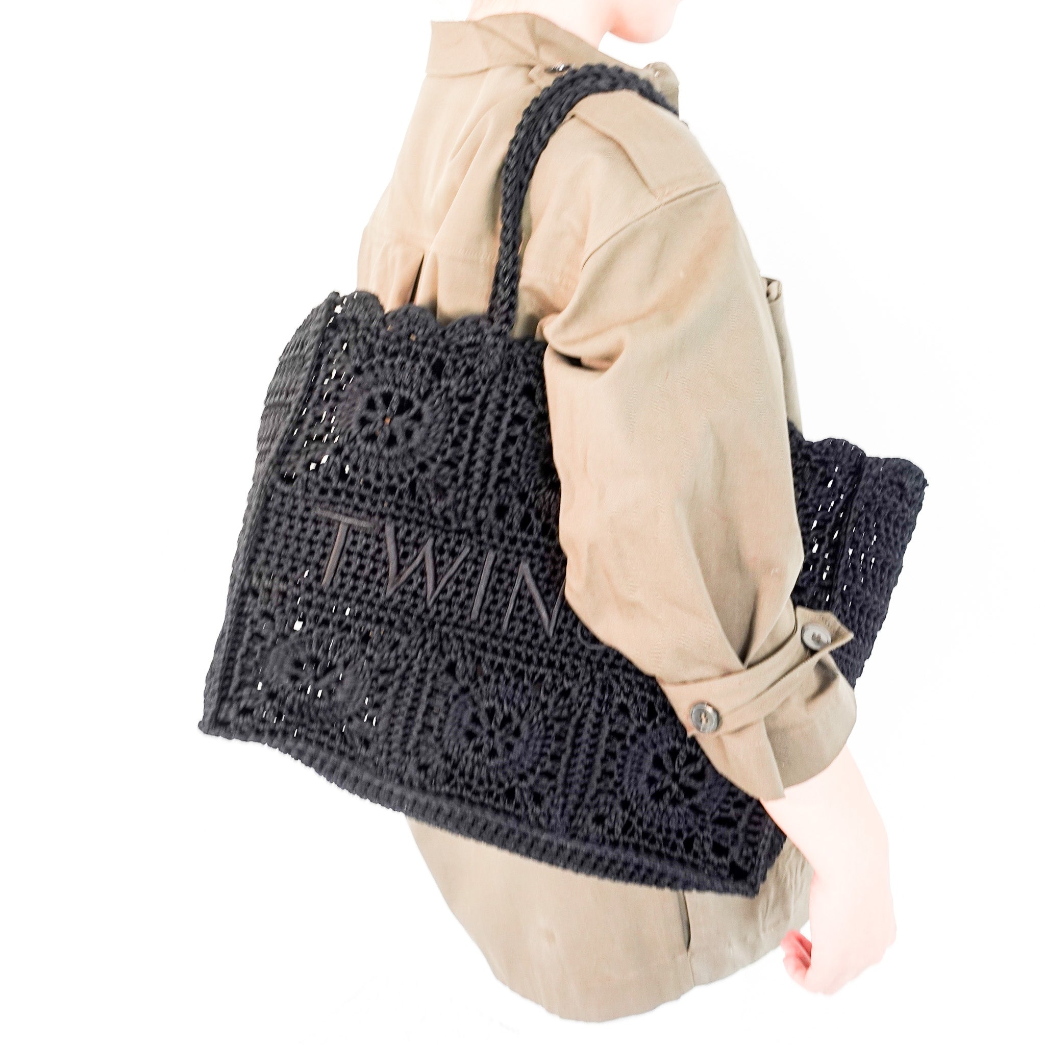 NEW Twinset Raffia Black Bag RRP £256 | Authentic Preloved