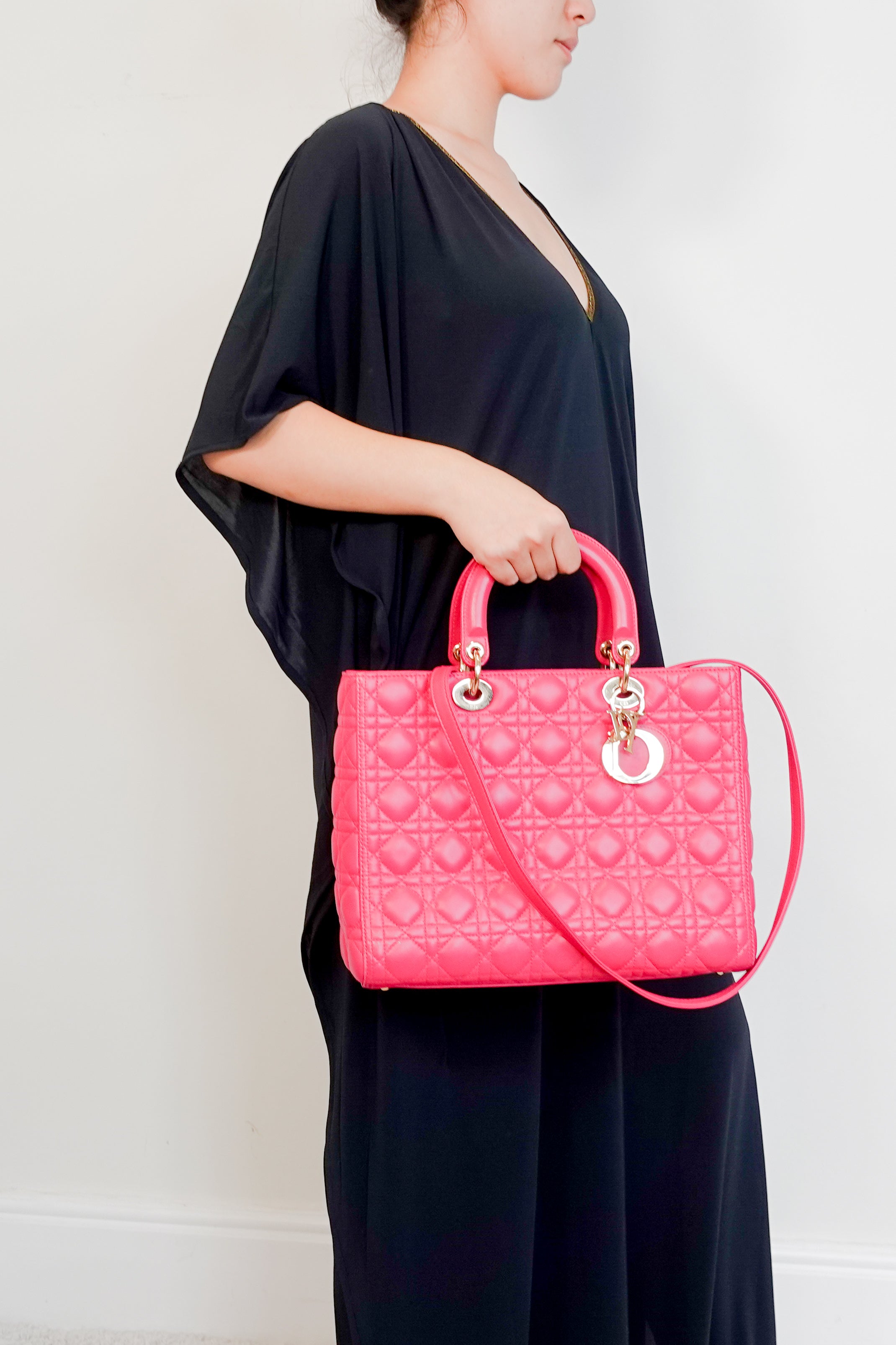 Dior Large Pink Leather Lady Bag | Authentic Preloved