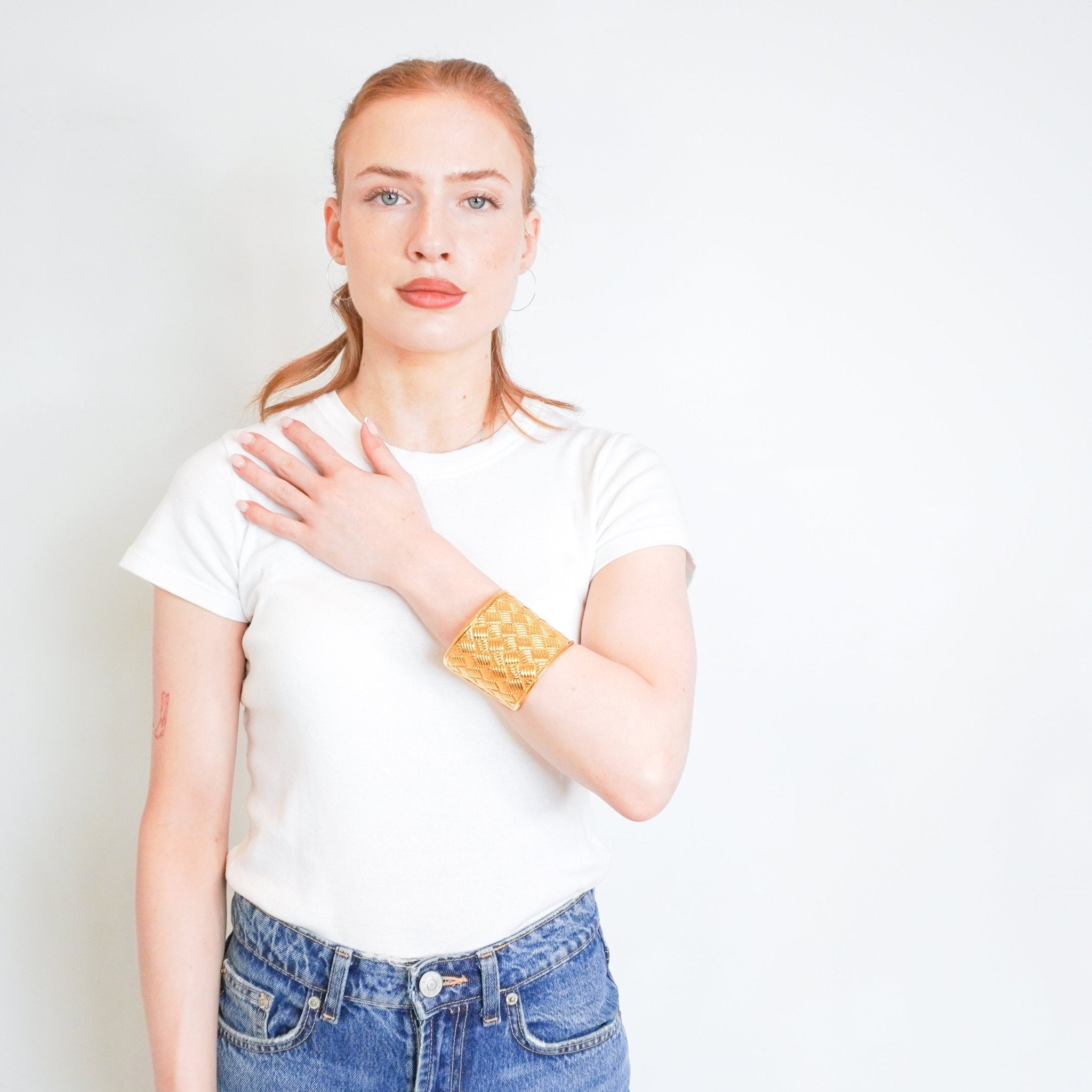 Chanel Vintage Embossed Interwoven Gold Plated Bangle RRP £1800 | Authentic Preloved FINAL SALE - Reloved Again