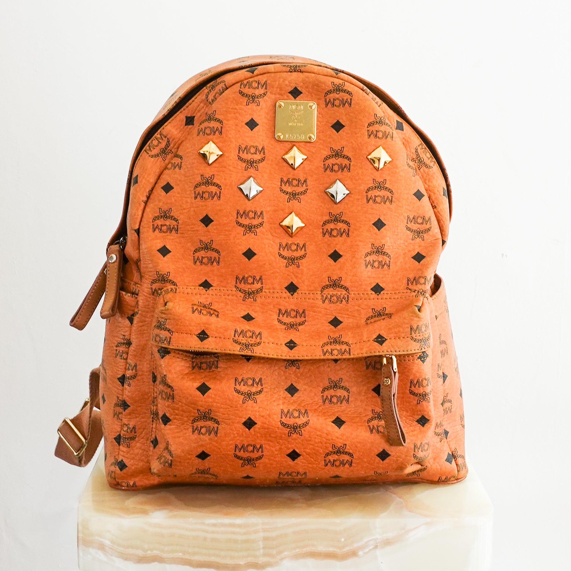 Brown leather backpack RRP £750