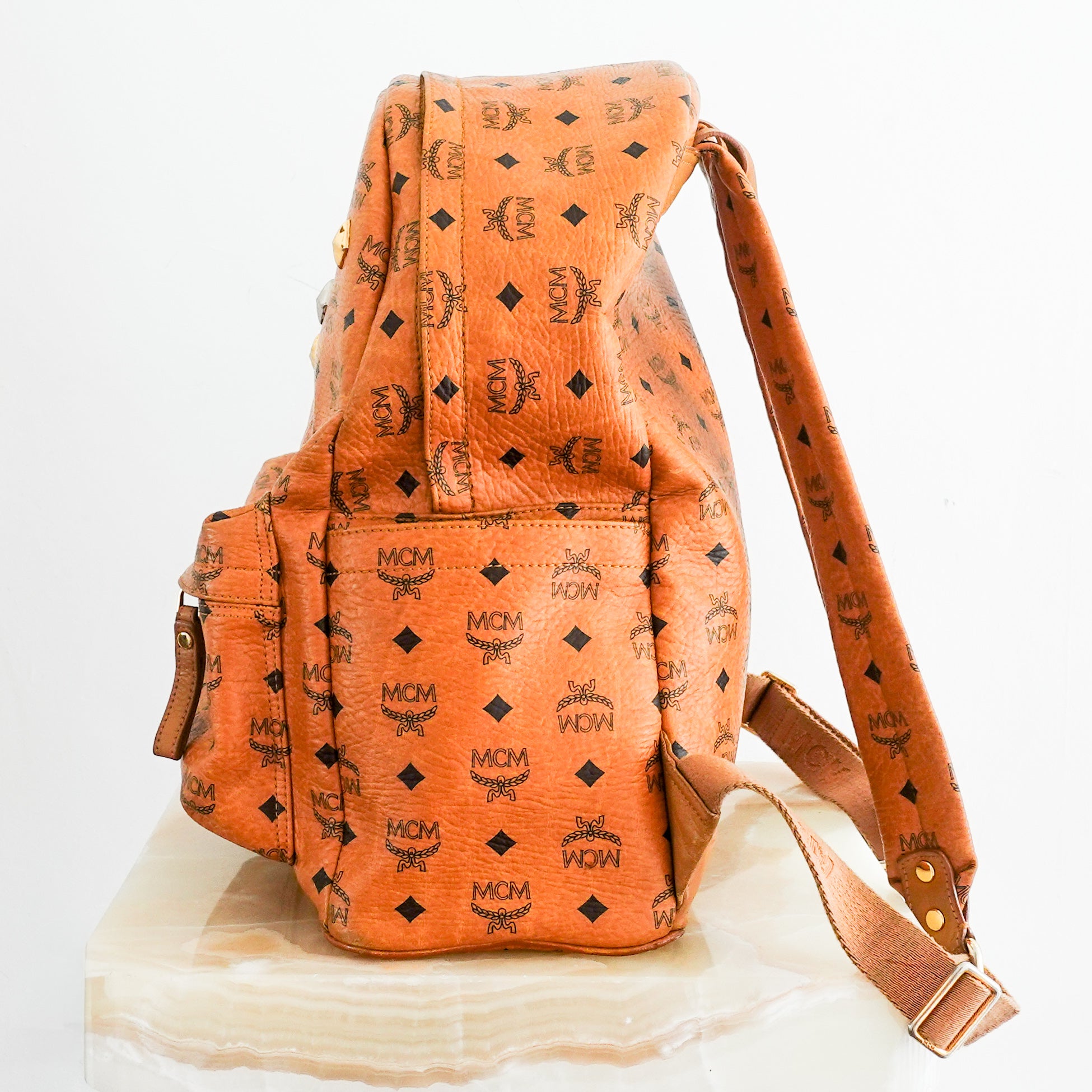 Brown leather backpack RRP £750