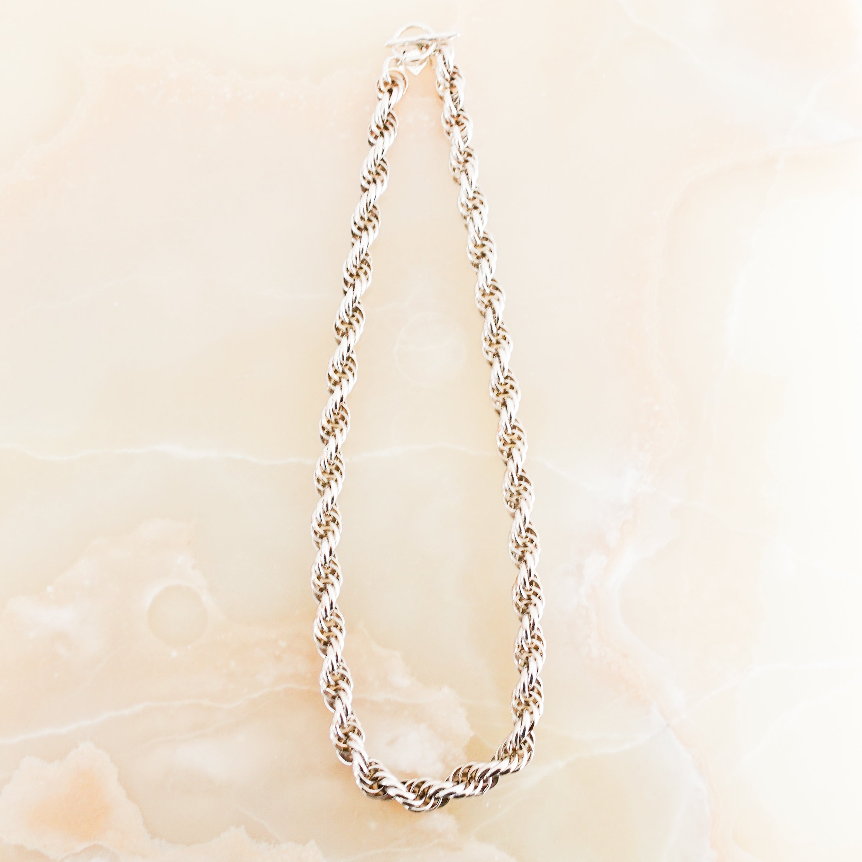 Anne Klein Silver Chunky Interlocking Chain Necklace with Pouch RRP £200 | Authentic Preloved