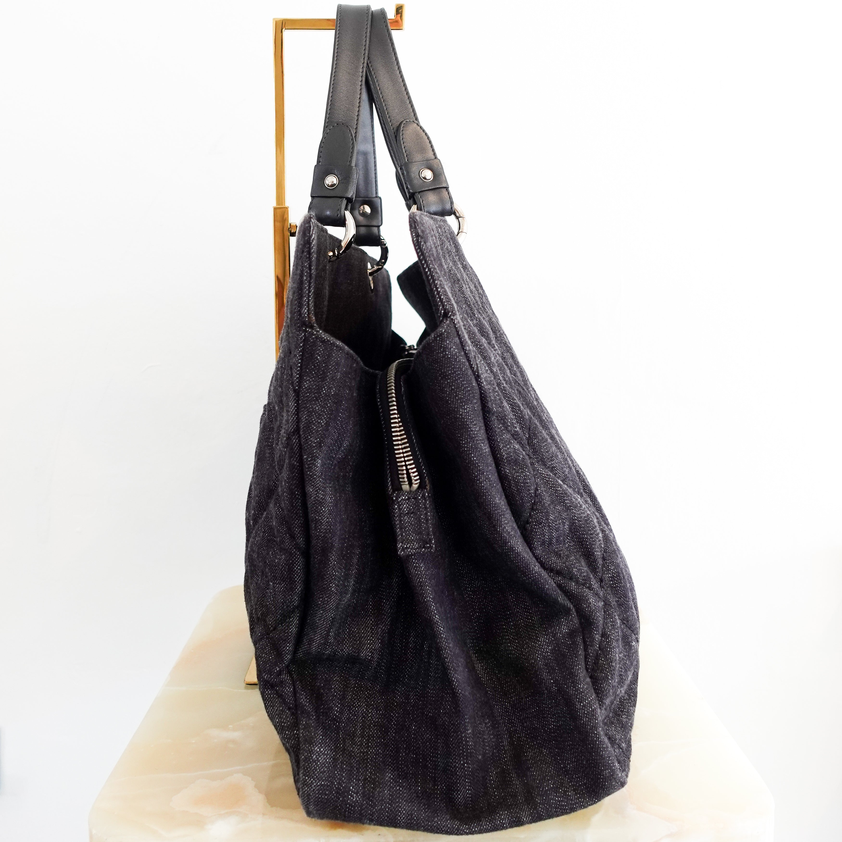Chanel Quilted Denim oversized Canvas Tote bag | Authentic Preloved