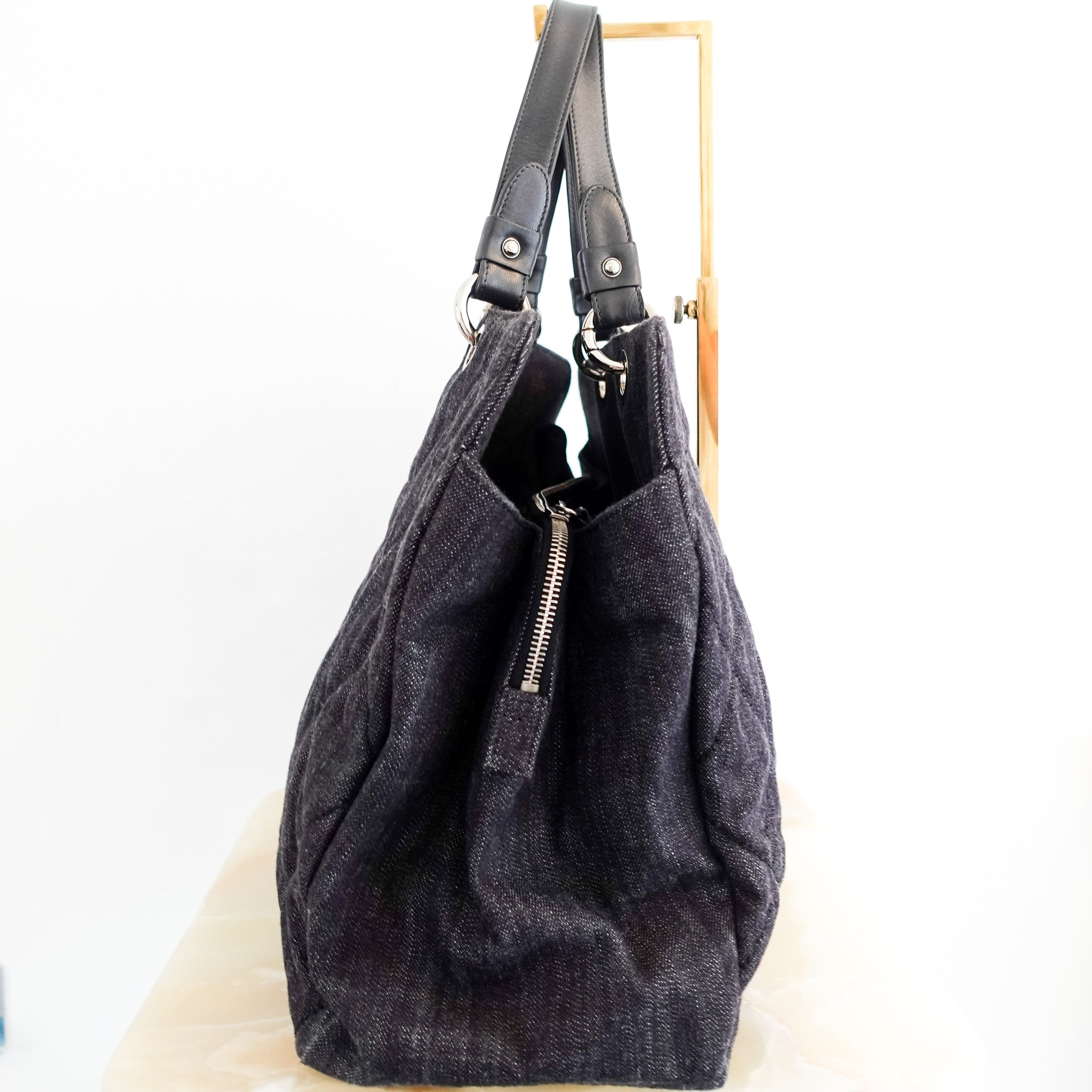Chanel Quilted Denim oversized Canvas Tote bag | Authentic Preloved