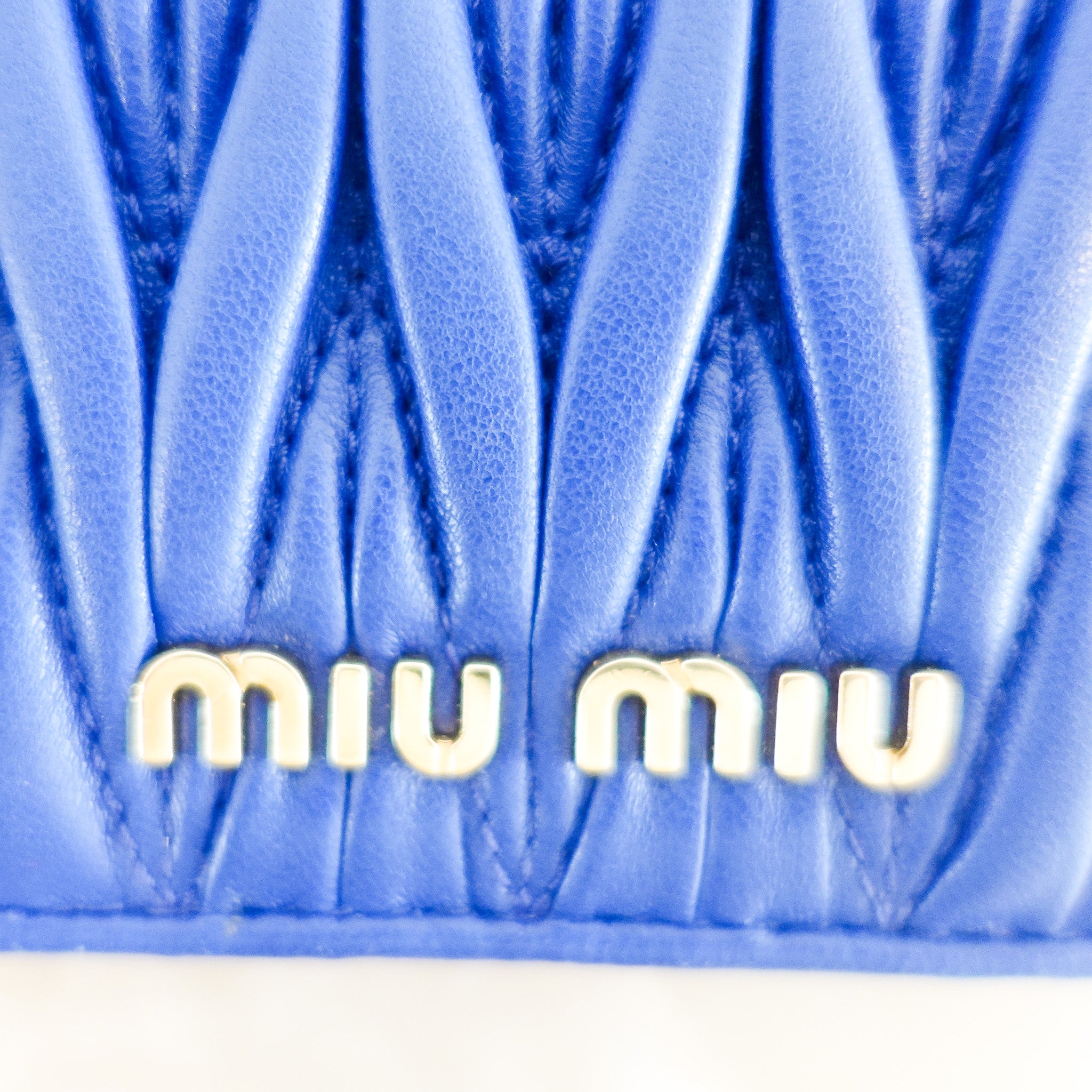 NEW Miu Miu Azzuro Blue Small Matelasse Portaf Verticale Wallet RRP £480 | Authentic Preloved - Reloved Again
