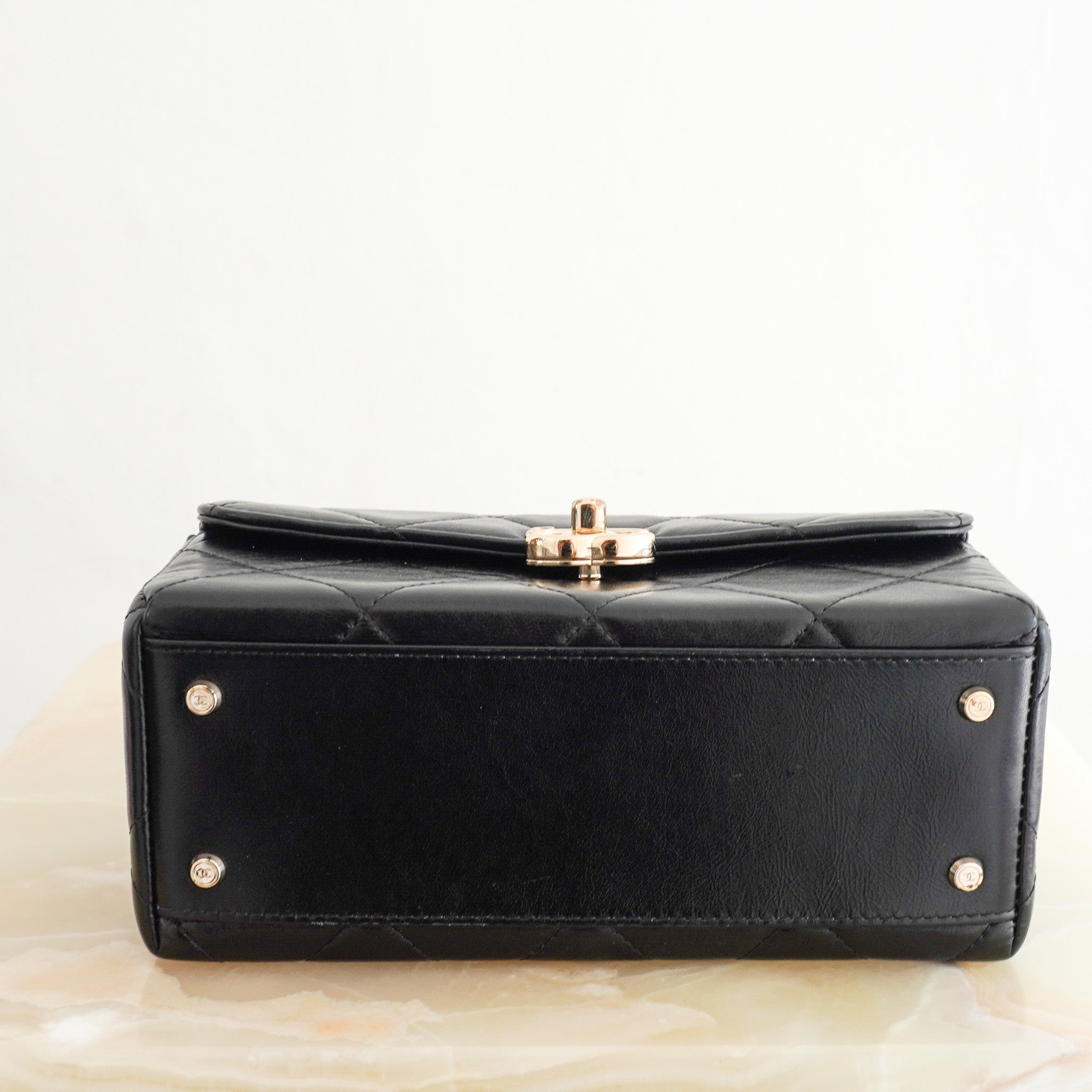 Chanel Shiny Calfskin Quilted Top Handle Box Bag | Authentic Preloved - Reloved Again