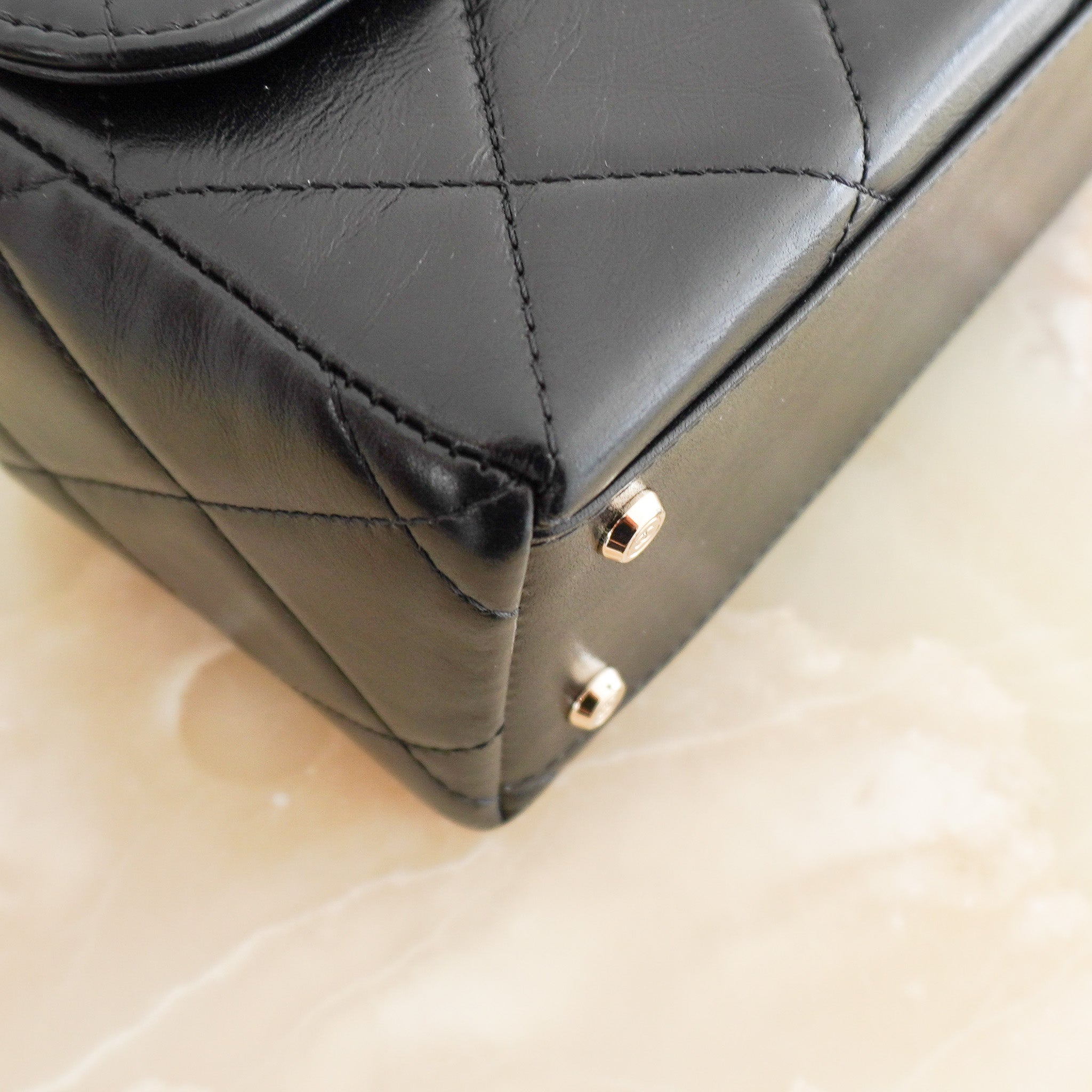 Chanel Shiny Calfskin Quilted Top Handle Box Bag | Authentic Preloved - Reloved Again