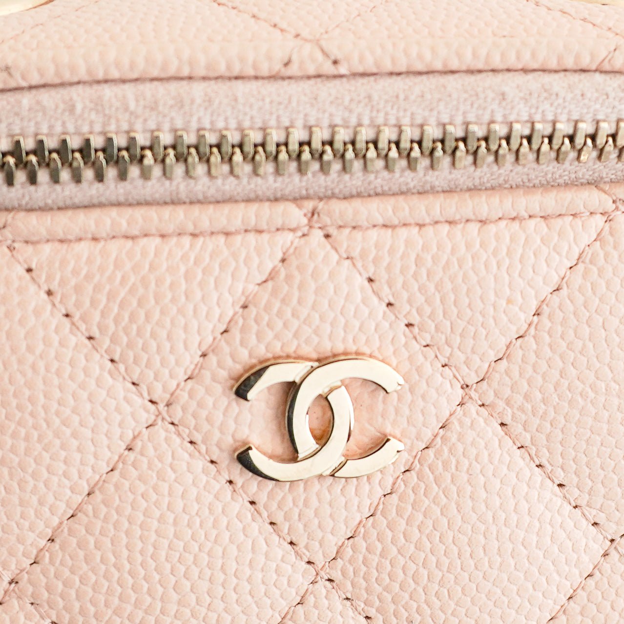 Chanel Caviar Quilted Small Vertical Vanity Case with Chain in Beige Clair RRP (£1630) | Authentic Preloved - Reloved Again
