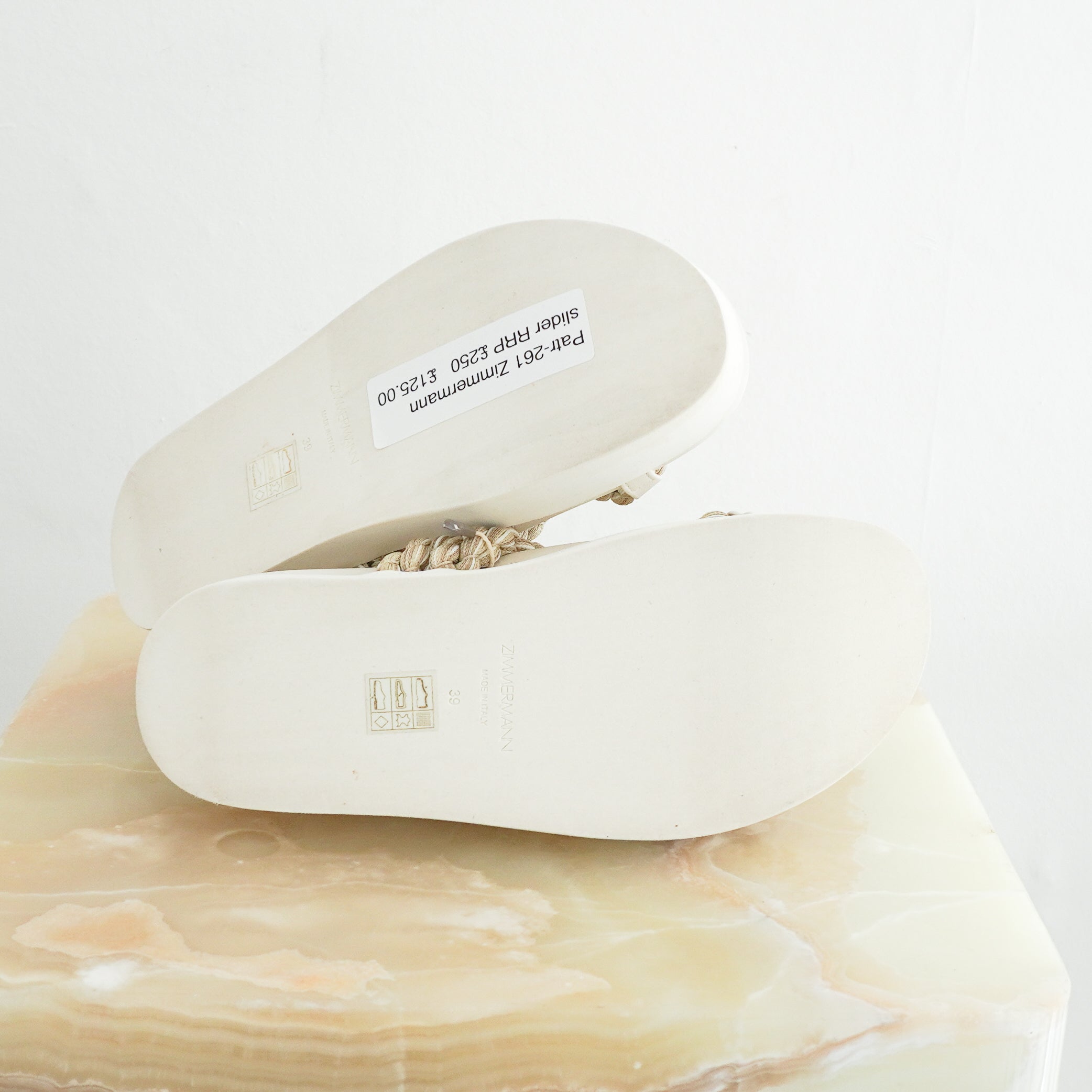 Zimmermann White Braided Sliders (RRP £250) | Authentic Preloved