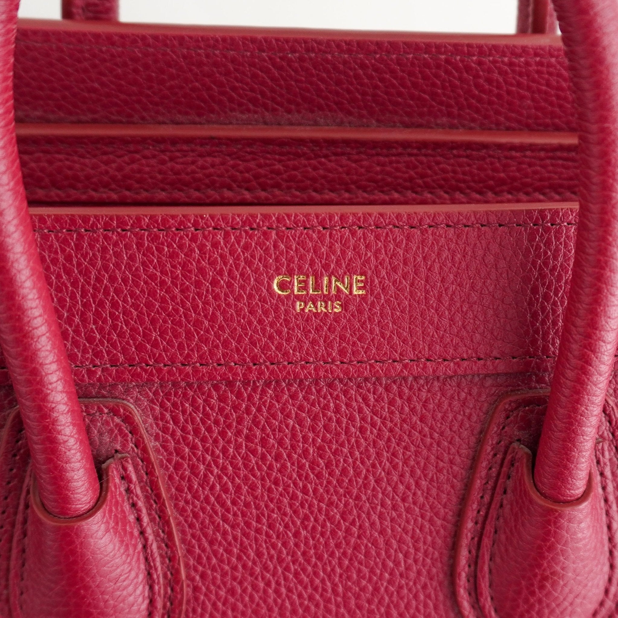 Celine Nano Luggage Bag in Raspberry Drummed Calfskin (RRP £1750) | Authentic Preloved - Reloved Again
