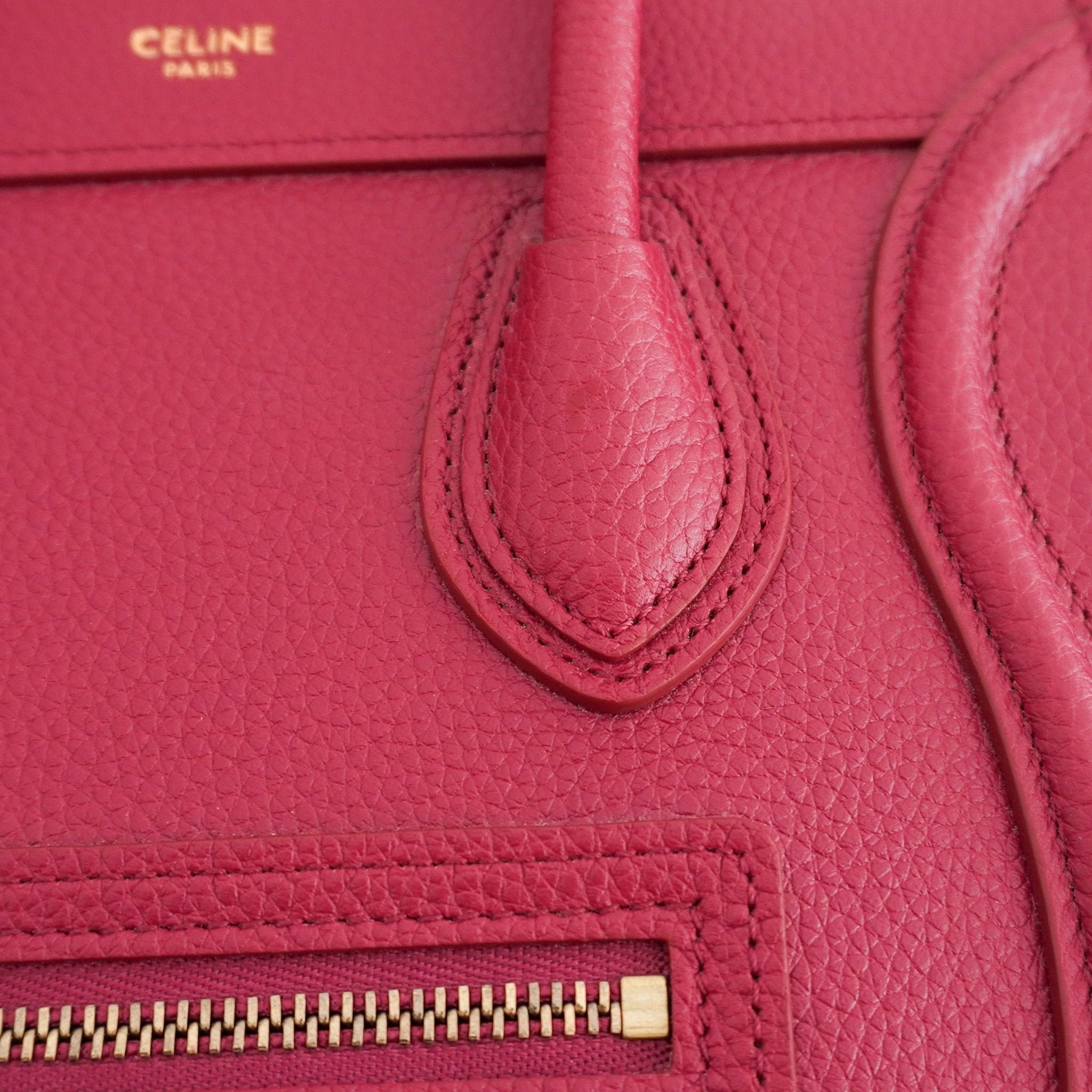 Celine Nano Luggage Bag in Raspberry Drummed Calfskin (RRP £1750) | Authentic Preloved - Reloved Again