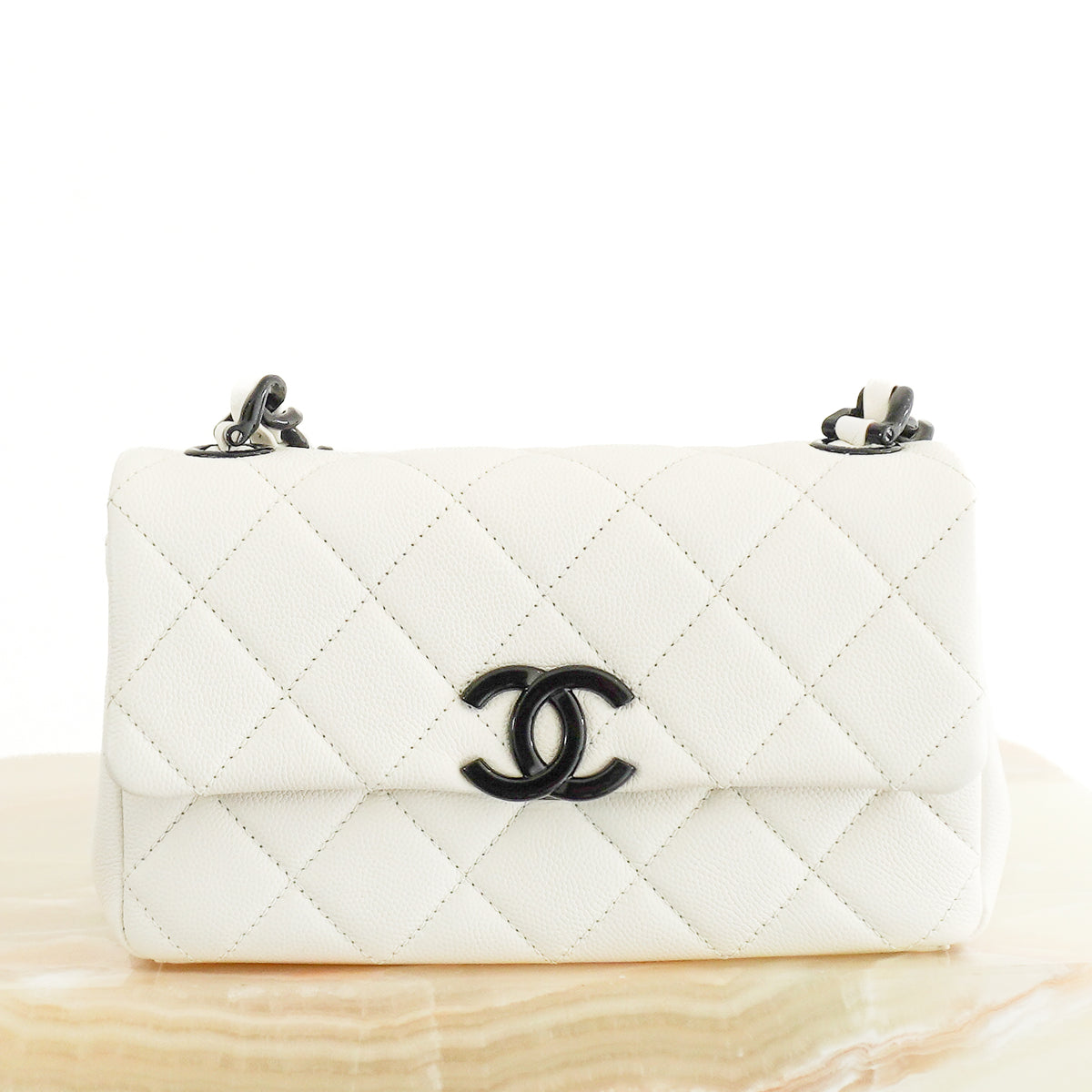 Chanel Quilted Flap Bag in Ivory Caviar Leather | Authentic Preloved