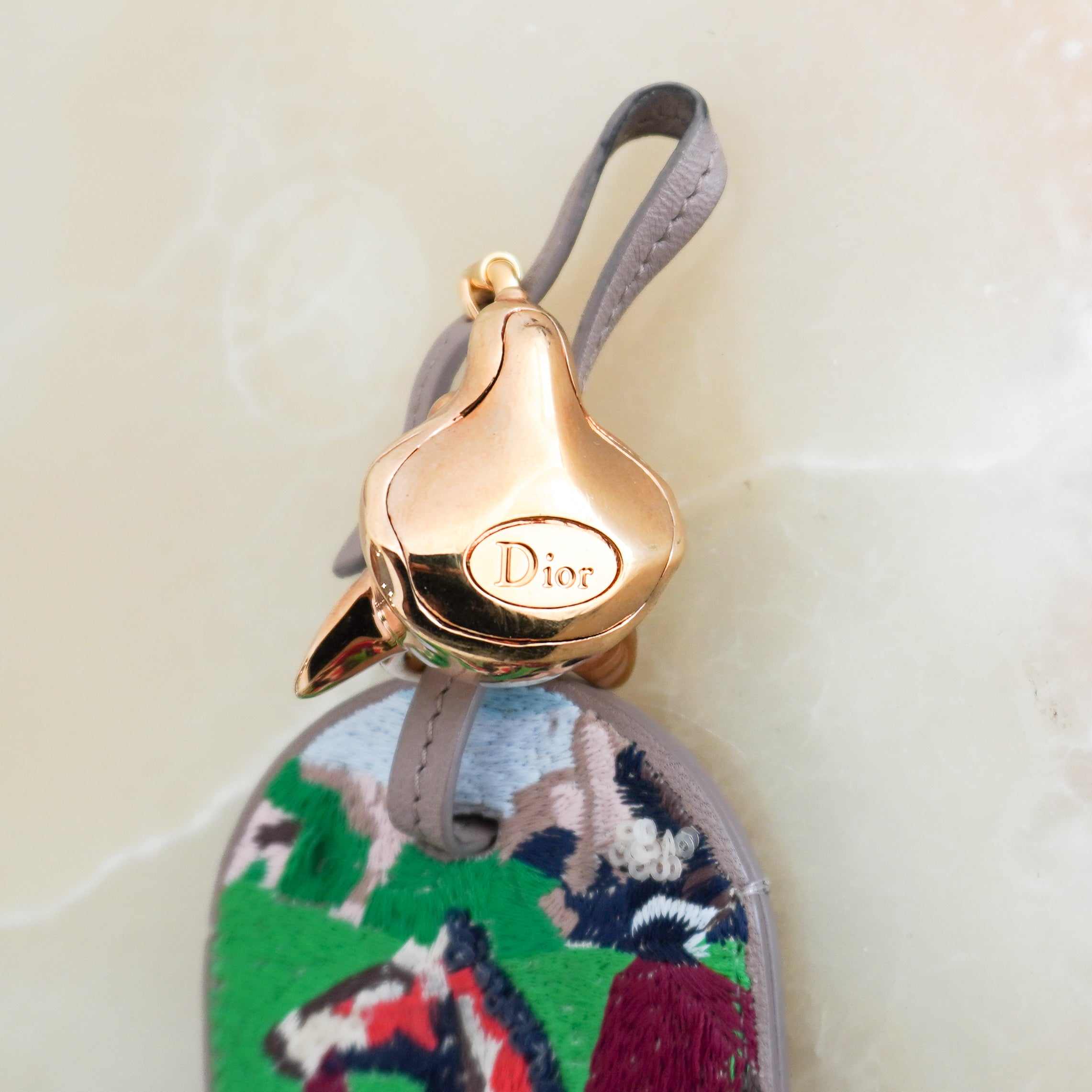 Dior Embroidered Animal Leather Luggage Tag Bag Charm (RRP £400) | Authentic Preloved FINAL SALE