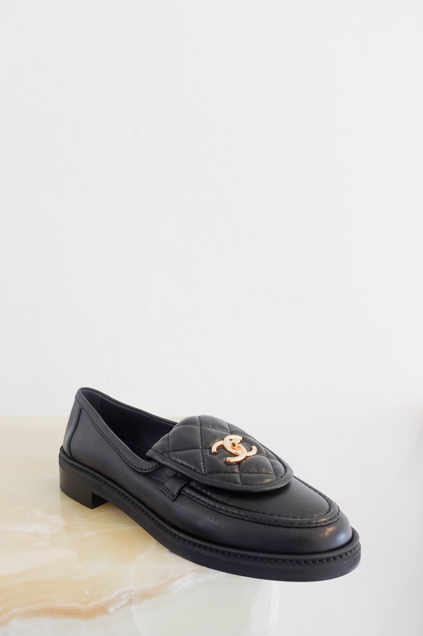 NEW Chanel Quilted Lambskin CC turn - lock Loafers RRP £1300 | Authentic Preloved - Reloved Again