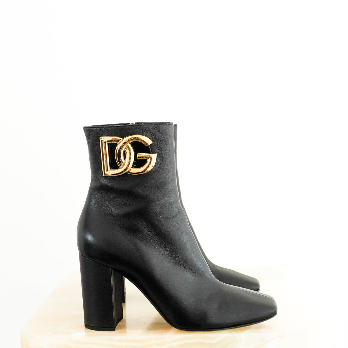 Dolce & Gabbana Black Lambskin Leather Ankle Boots (RRP £1150) | Authentic Preloved