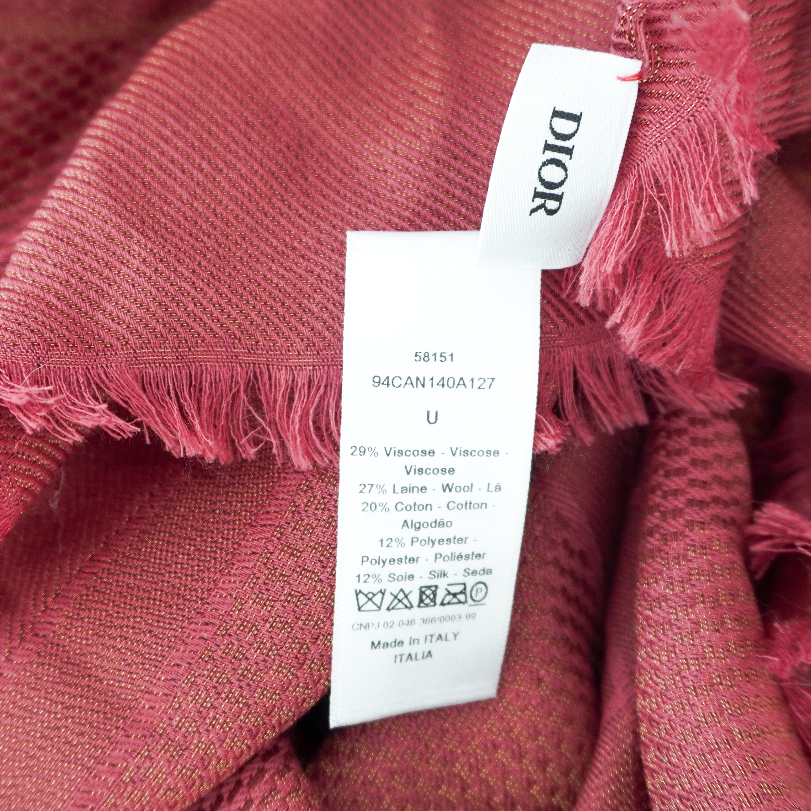 Dior Pink Cannage Silk Blend Shawl (RRP 550) | Authentic Preloved FINAL SALE