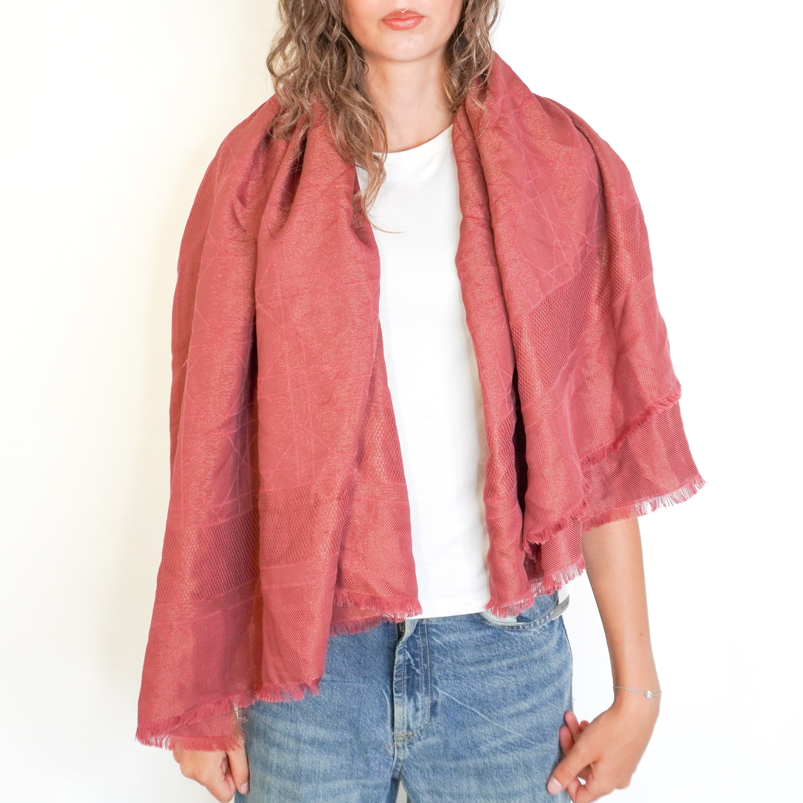 Dior Pink Cannage Silk Blend Shawl (RRP 550) | Authentic Preloved FINAL SALE
