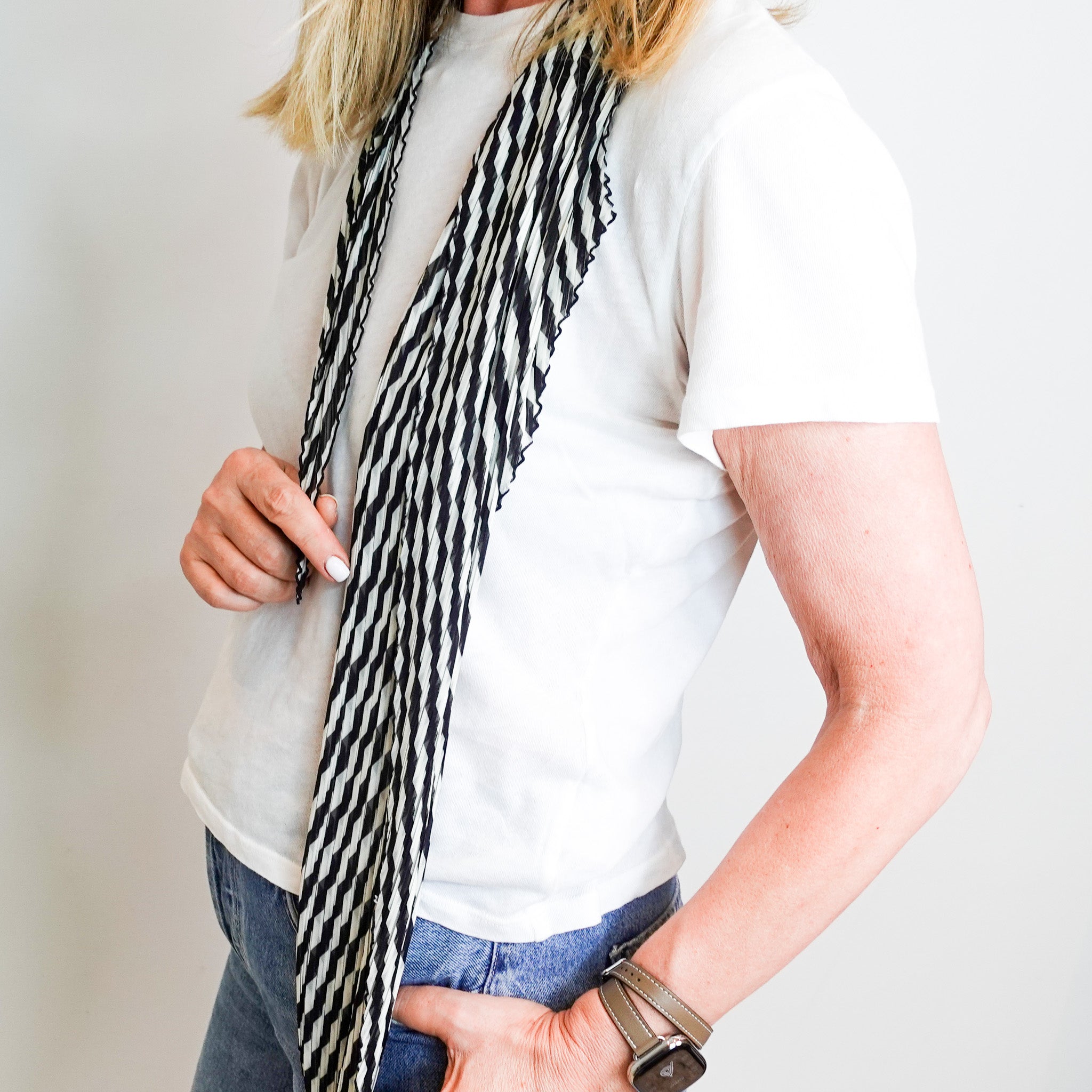 Pleats Please Striped Scarf RRP £165
