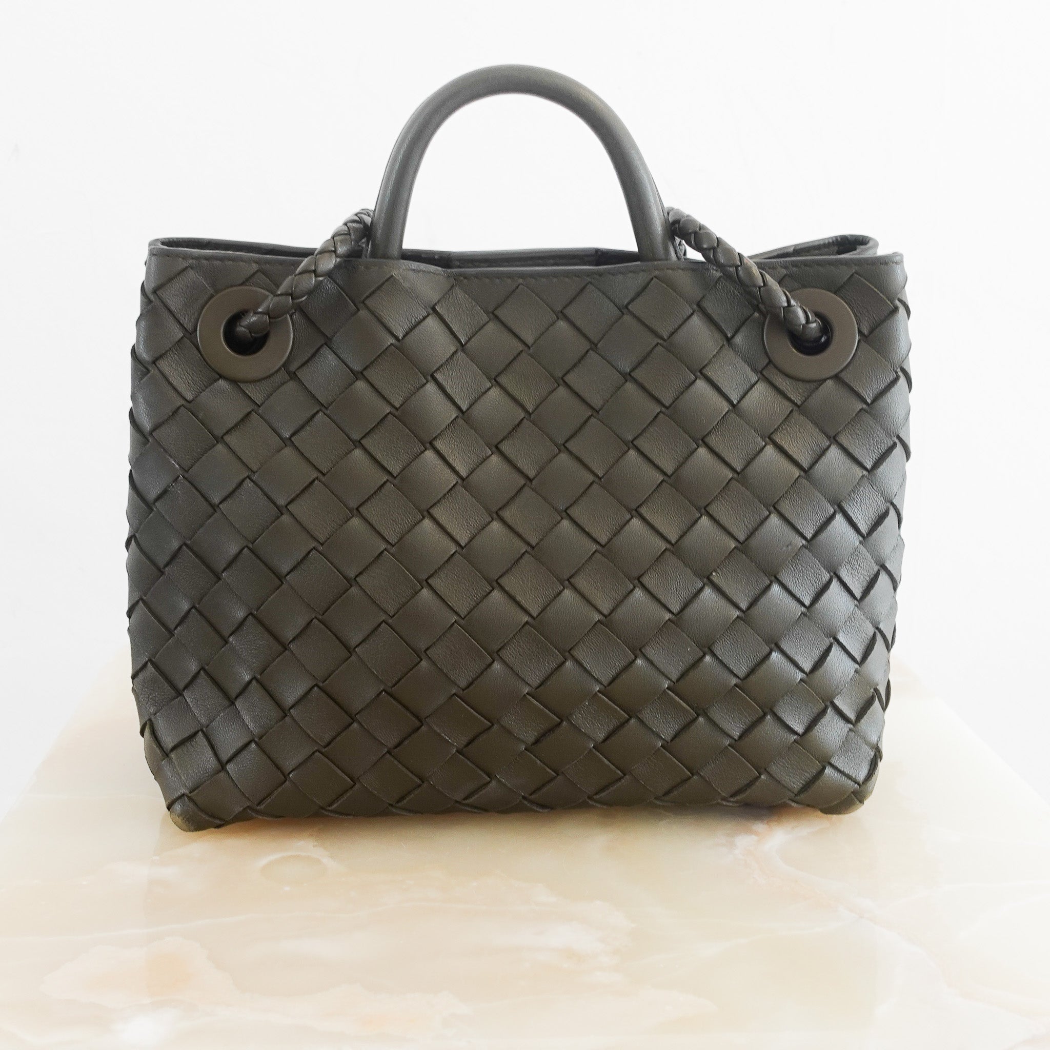 Bottega Venetta Andiamo Small Leather Top - Handle Bag Fondant RRP £3400 | Authentic Preloved - Reloved Again