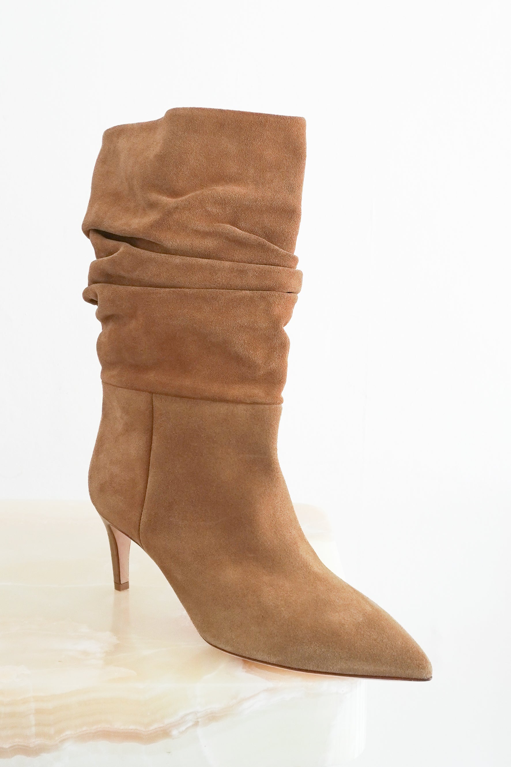 NEW Paris Texas Slouchy Suede Heeled Boots in Whisky (RRP £690) | Authentic Preloved