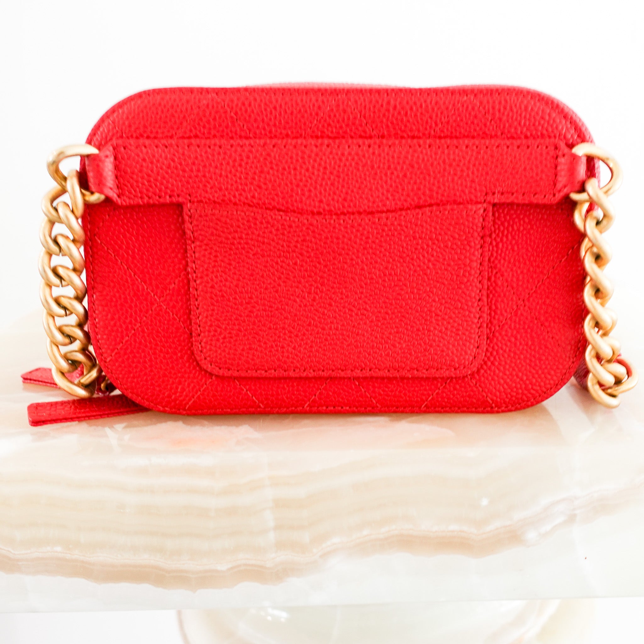 Chanel Chic Affinity Belt Bag in Red Quilted Caviar Leather | Authentic