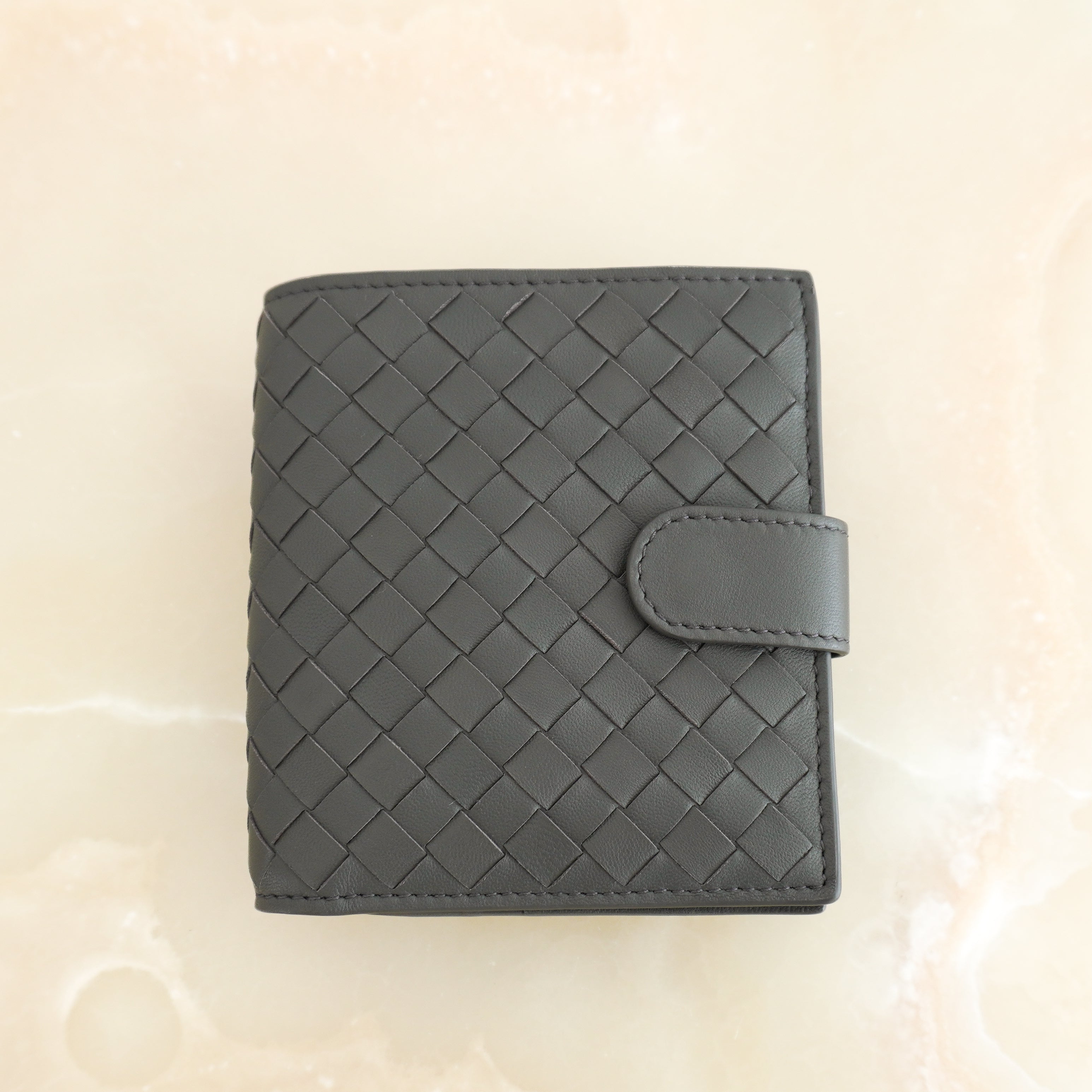 Bottega Veneta Grey Intrecciato Leather French Wallet (RRP £530) | Authentic Preloved