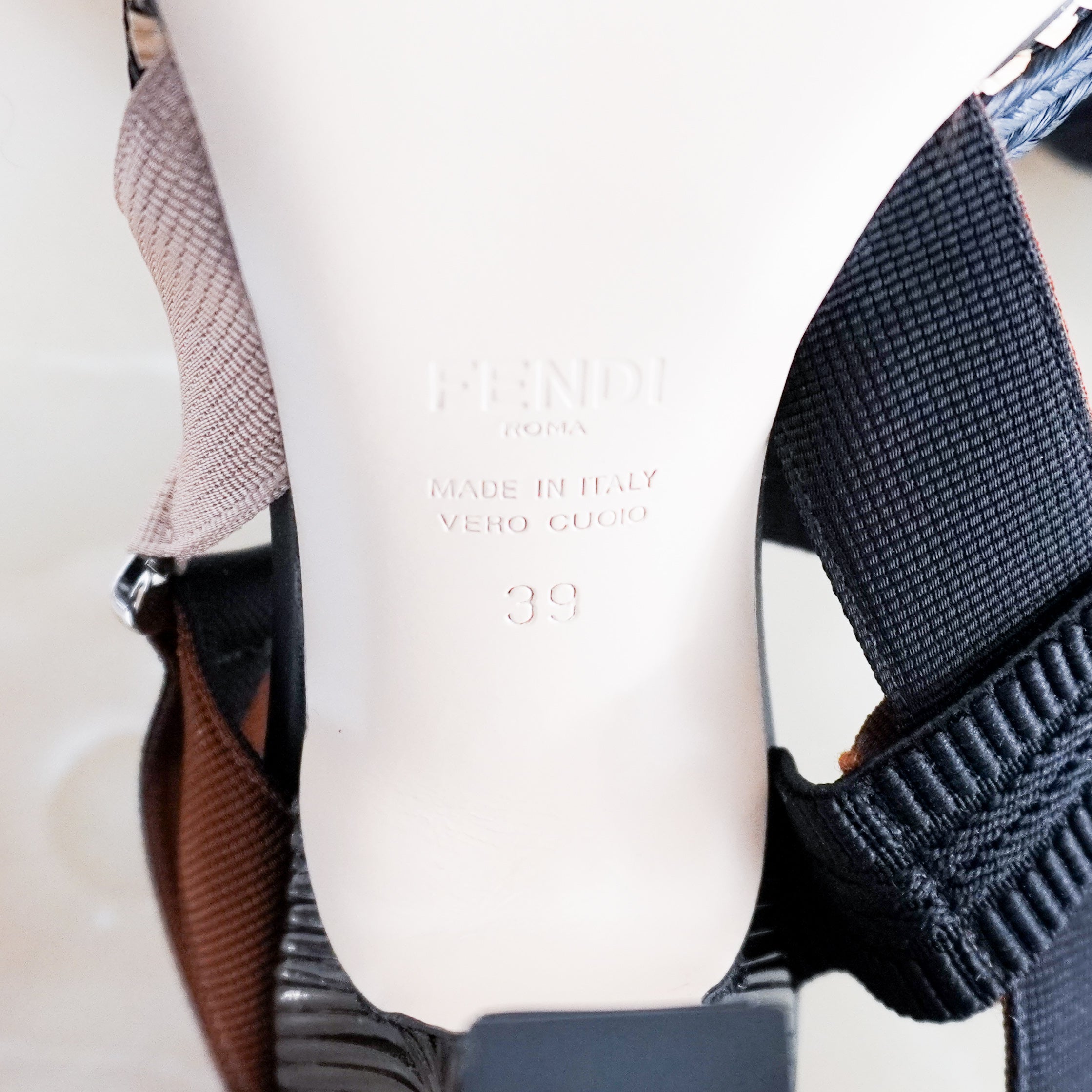 Fendi Black Colibri Raffia Heels RRP £800 | Authentic Preloved