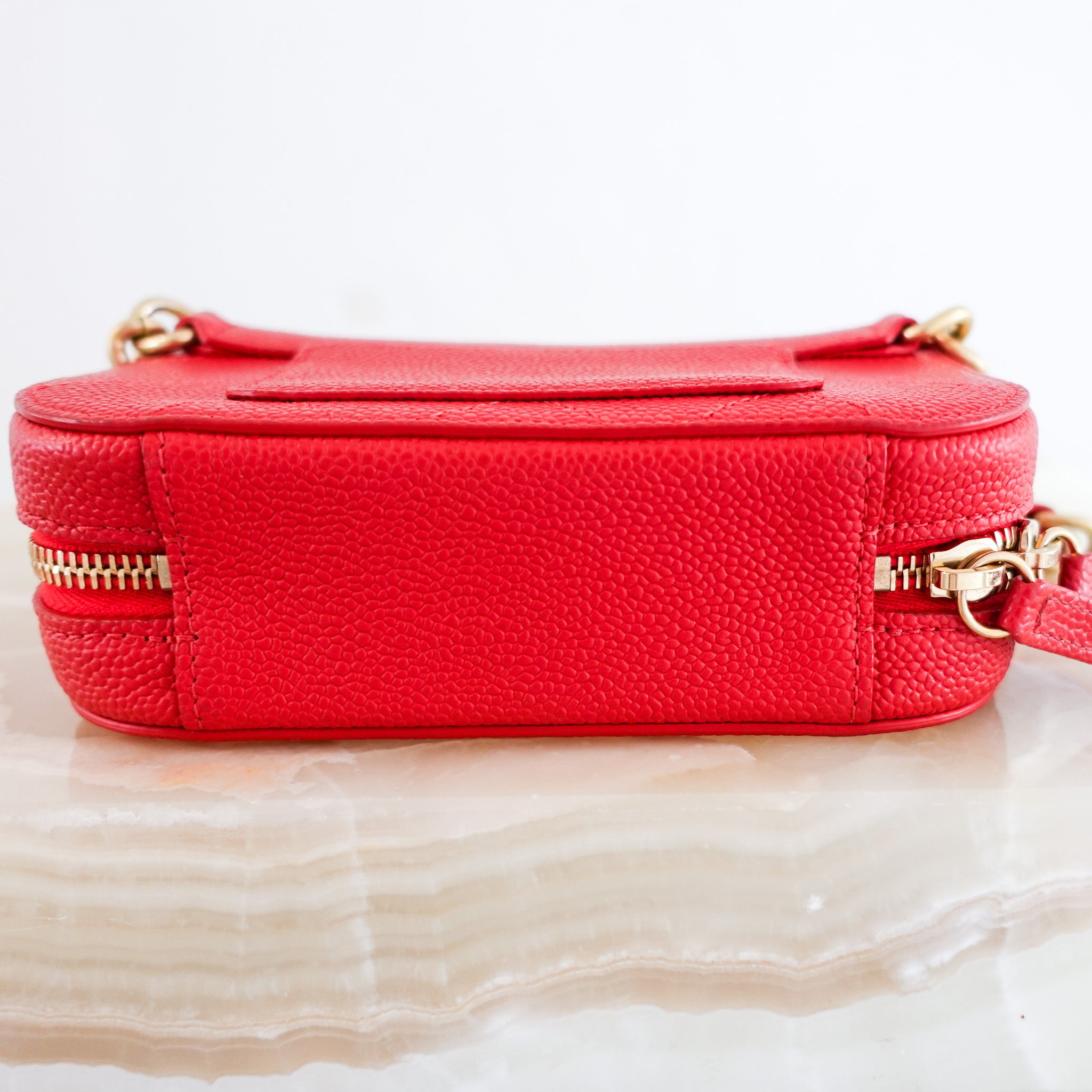 Chanel Chic Affinity Belt Bag in Red Quilted Caviar Leather | Authentic