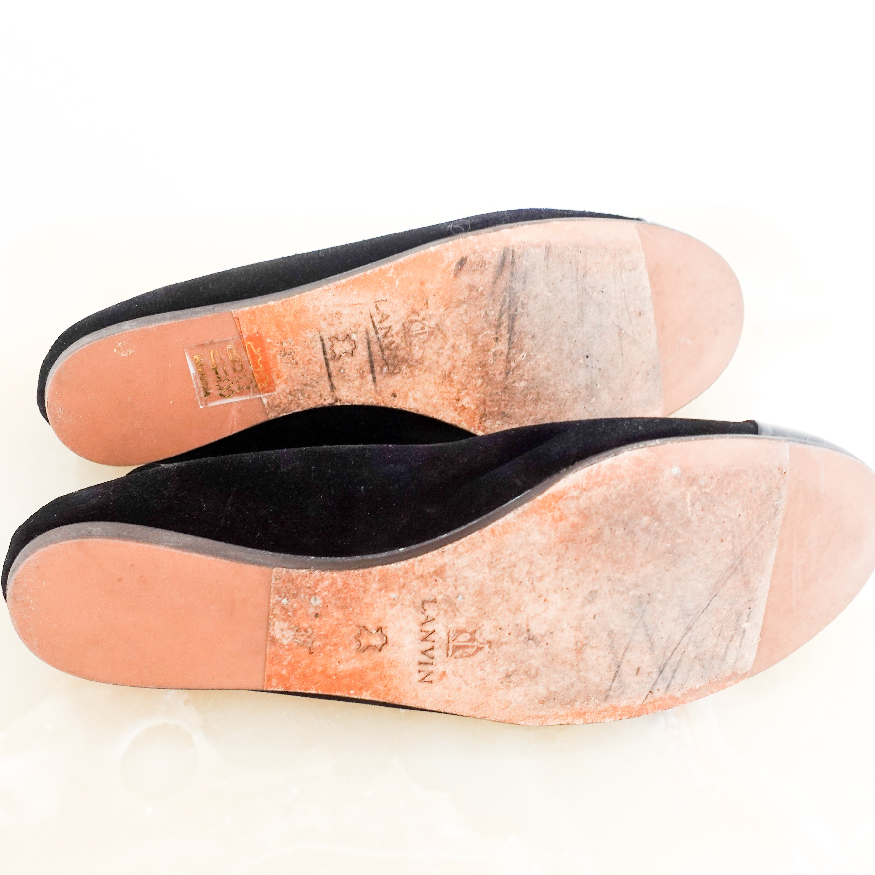 Black suede ballet flats RRP £320