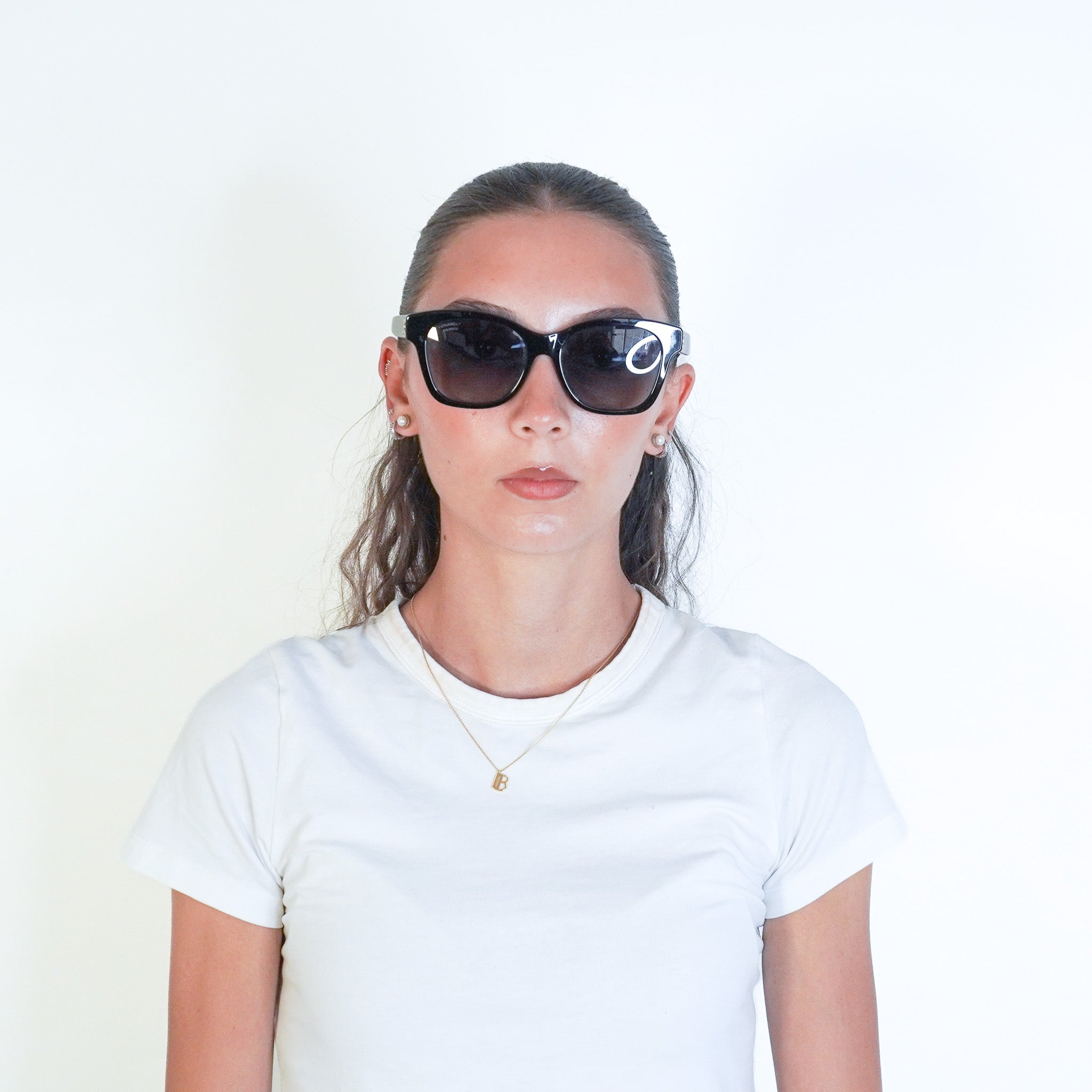 Chanel Pearl-Embellished Square Sunglasses in Black (RRP £385) | Authentic Preloved FINAL SALE