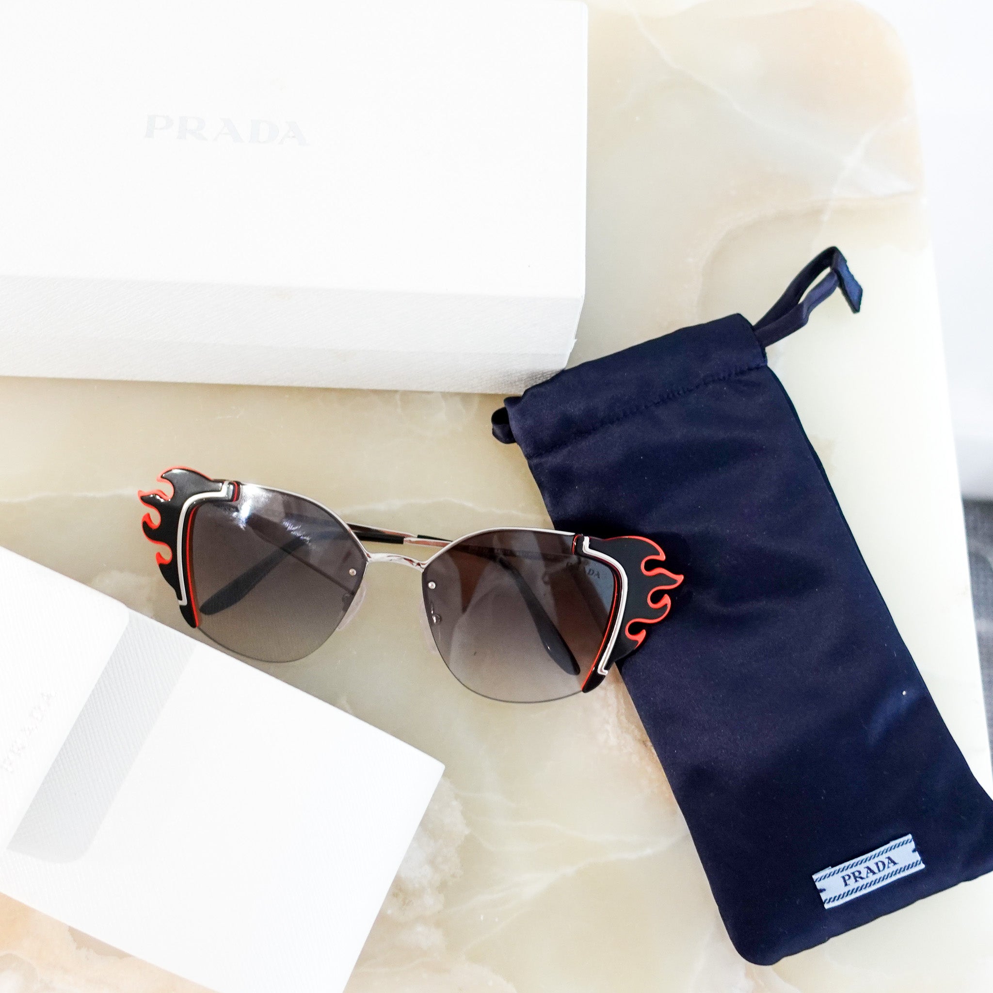 Prada Cat eye "Flammen" black sunglasses RRP £300 | Preloved Authentic