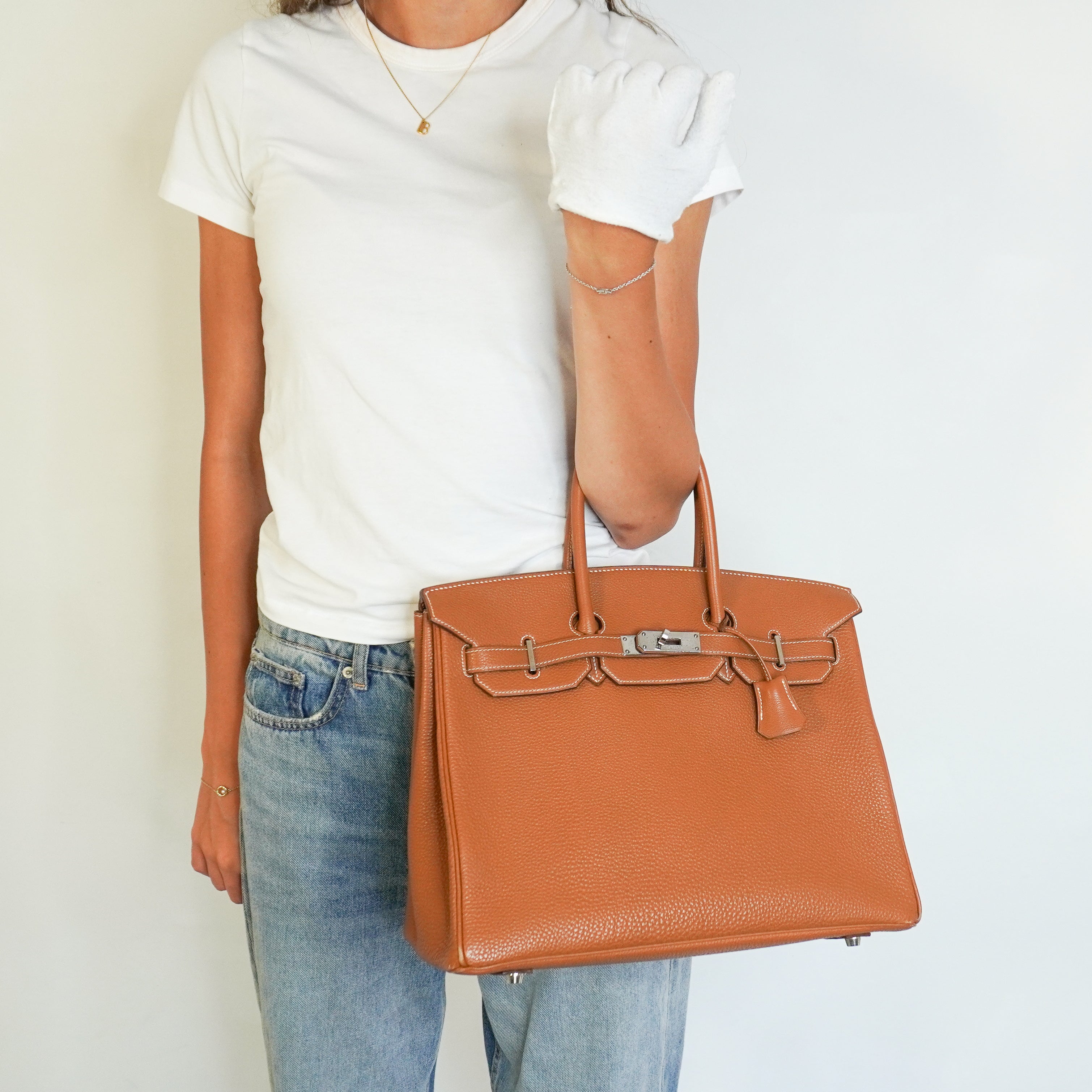 Hermès Birkin 35 Retourne in Gold Togo Leather with Palladium Hardware | Authentic Preloved