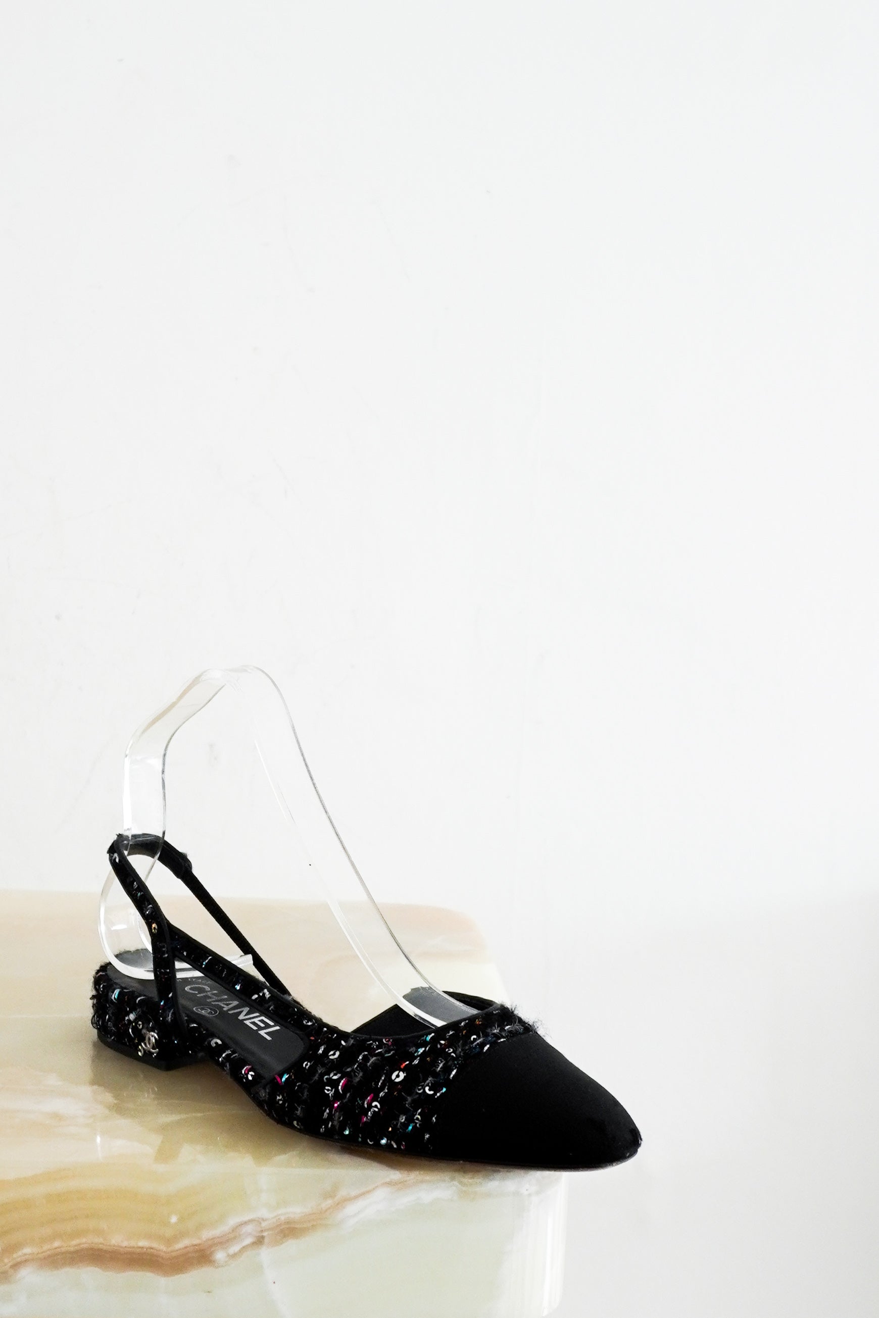 Chanel Black Tweed Slingbacks RRP £880 | Authentic Preloved